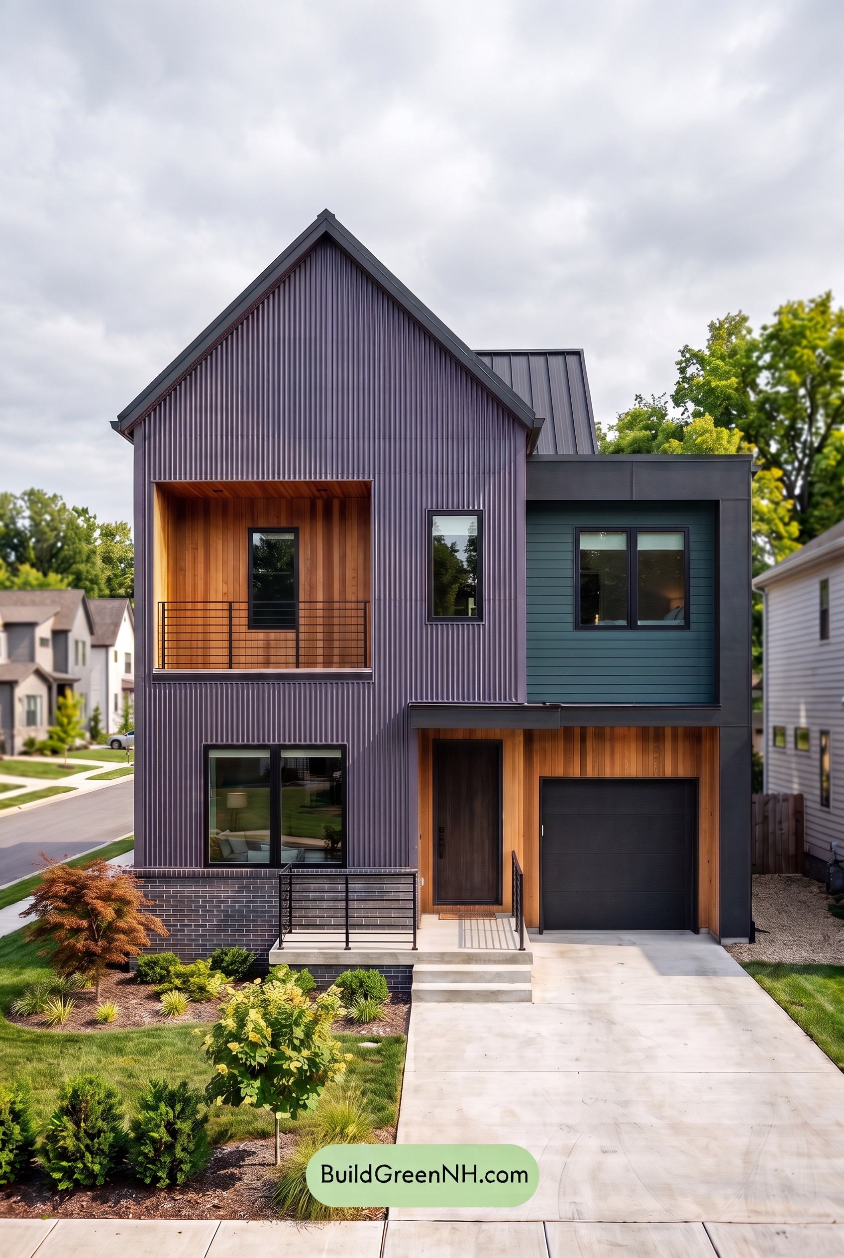 Modern Two-Tone Dark House Exterior Color Scheme: Pine Signal - Overcast