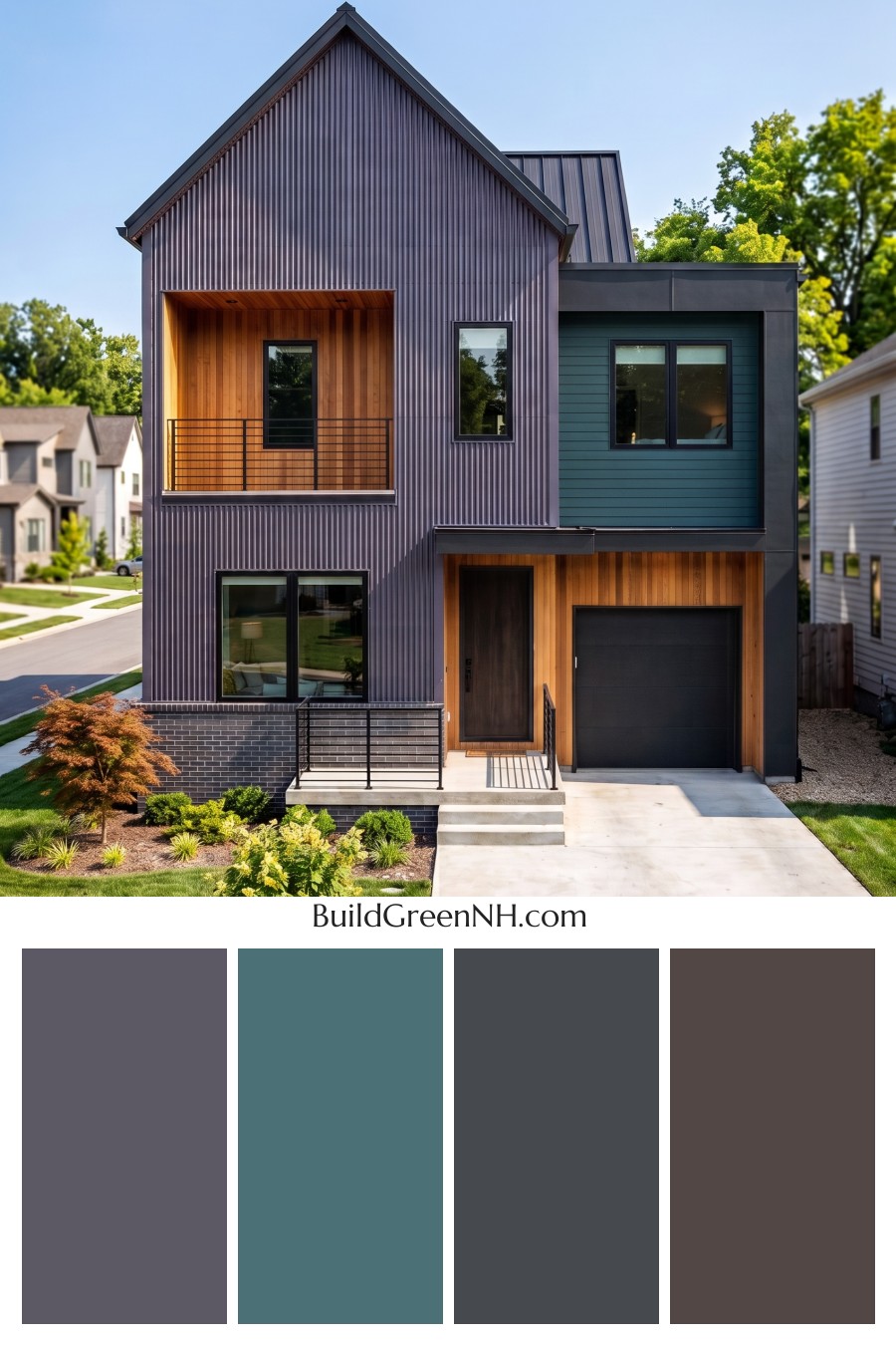 Modern Two-Tone Dark House Exterior Color Scheme: Pine Signal