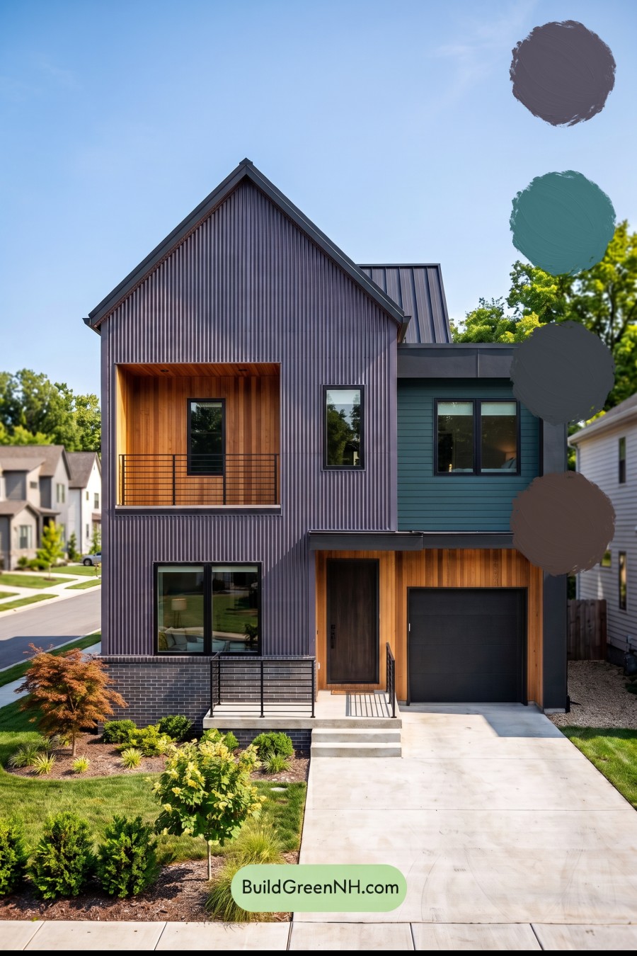 Modern Two-Tone Dark House Exterior Color Scheme: Pine Signal