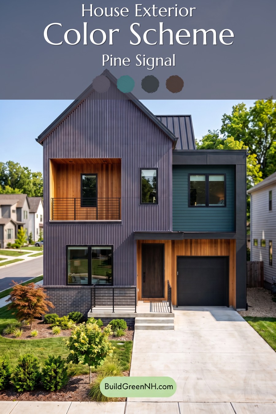 Modern Two-Tone Dark House Exterior Color Scheme: Pine Signal