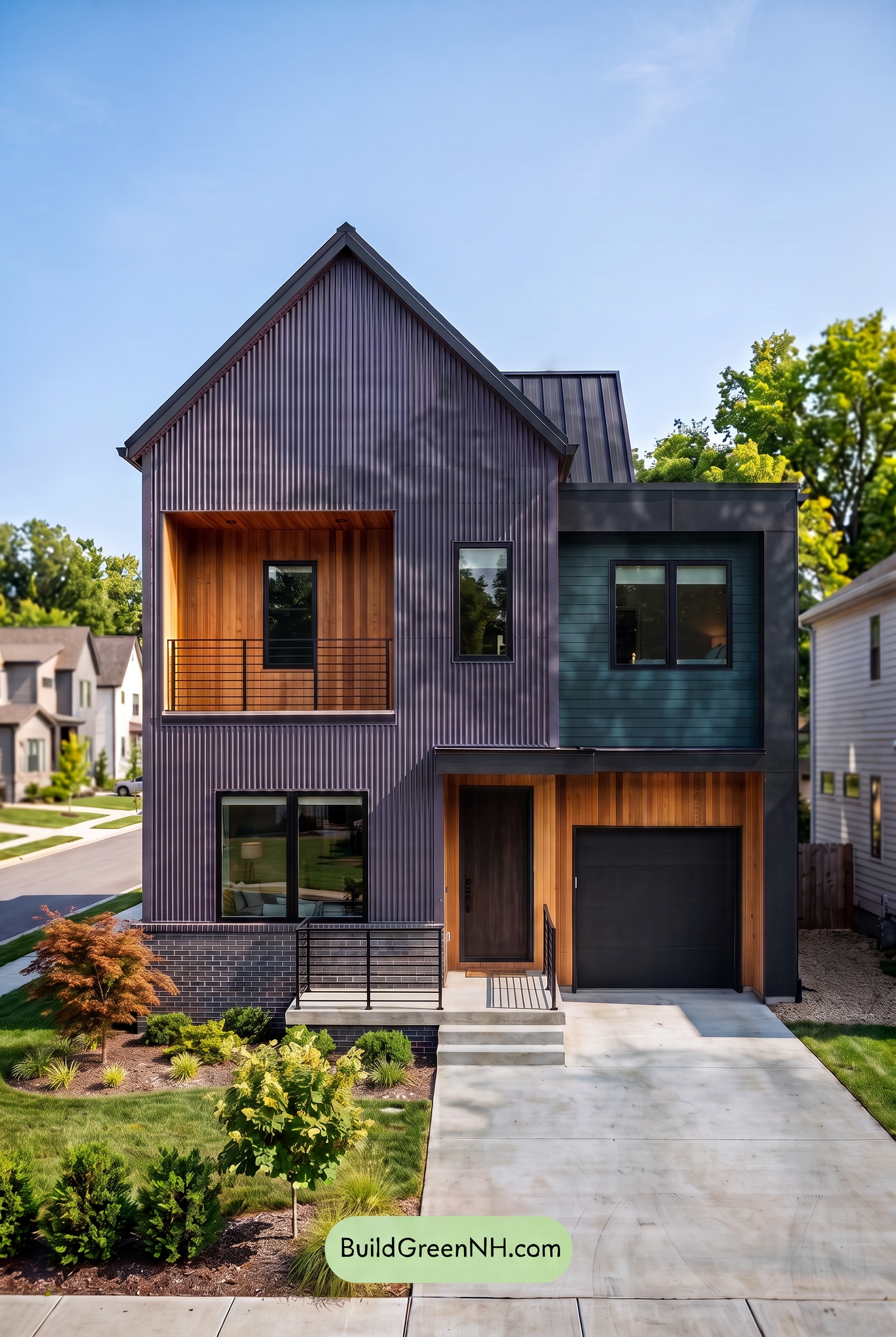 Modern Two-Tone Dark House Exterior Color Scheme: Pine Signal - Shade