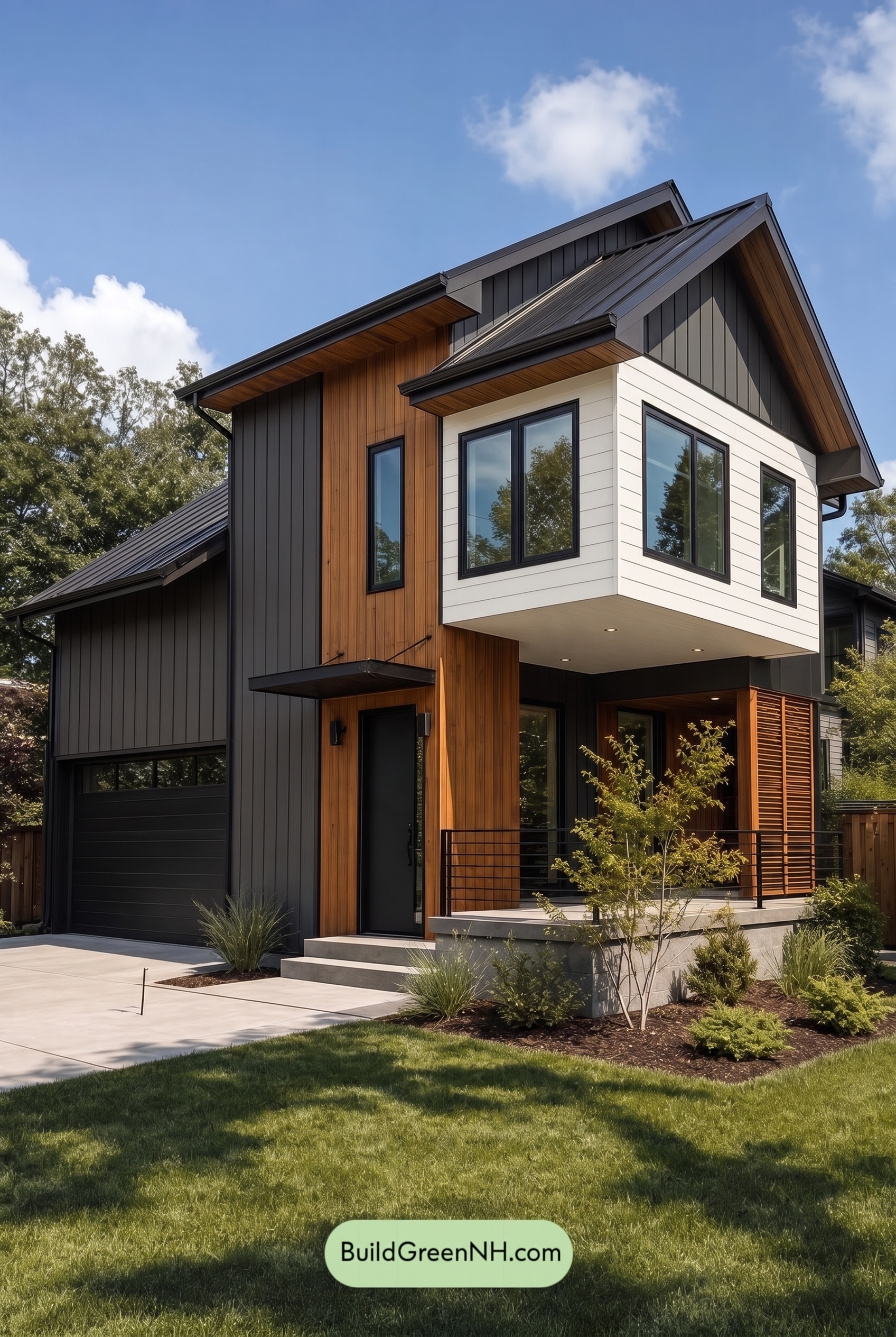Modern Two-Tone Dark House Exterior Color Scheme: Sable Birch