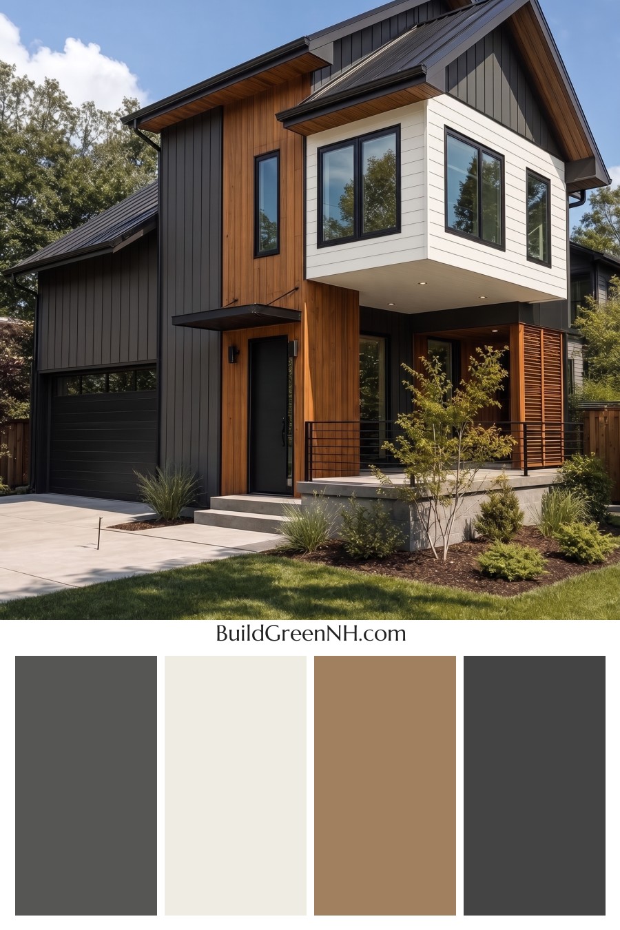 Modern Two-Tone Dark House Exterior Color Scheme: Sable Birch