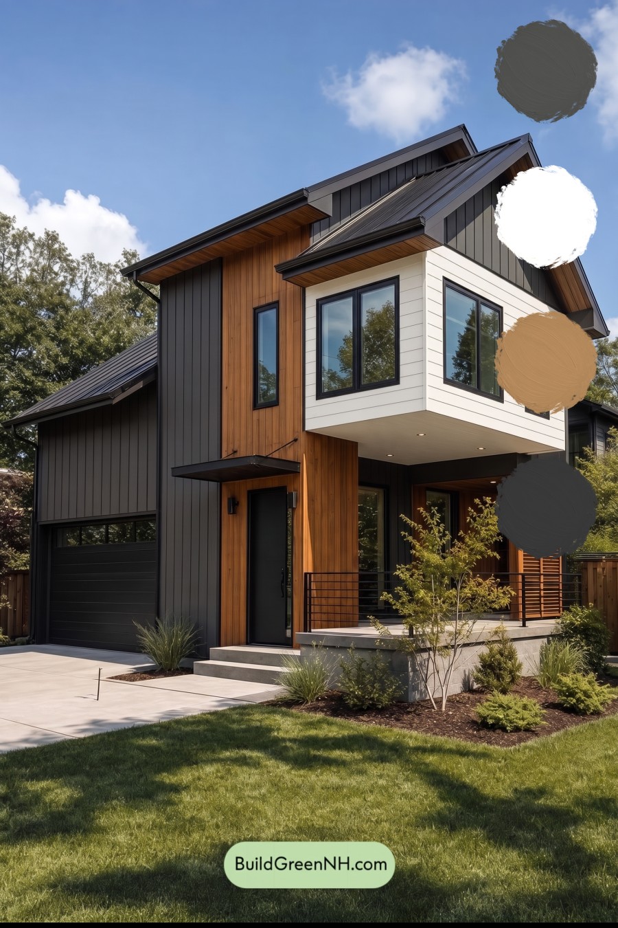 Modern Two-Tone Dark House Exterior Color Scheme: Sable Birch