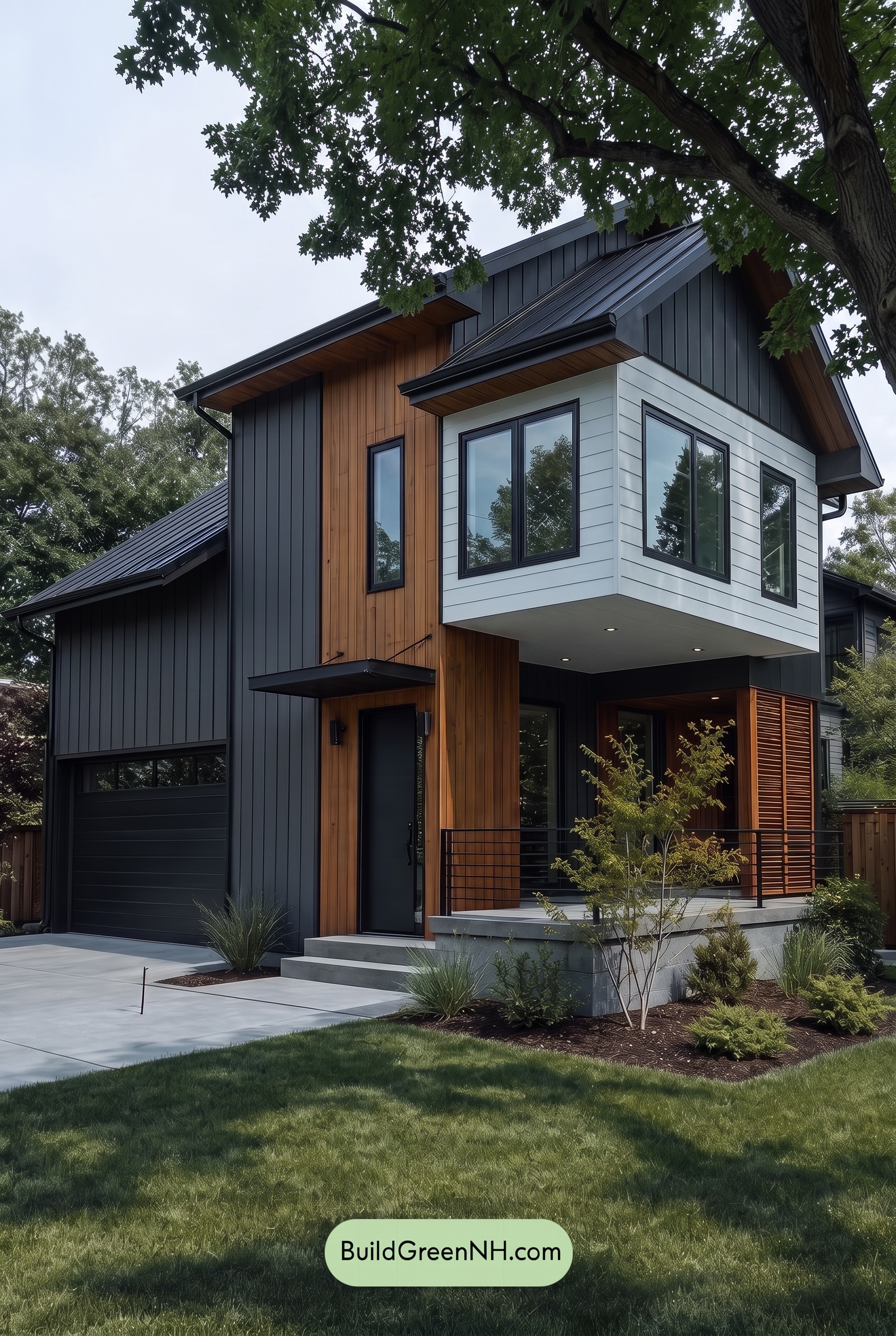 Modern Two-Tone Dark House Exterior Color Scheme: Sable Birch - Shade