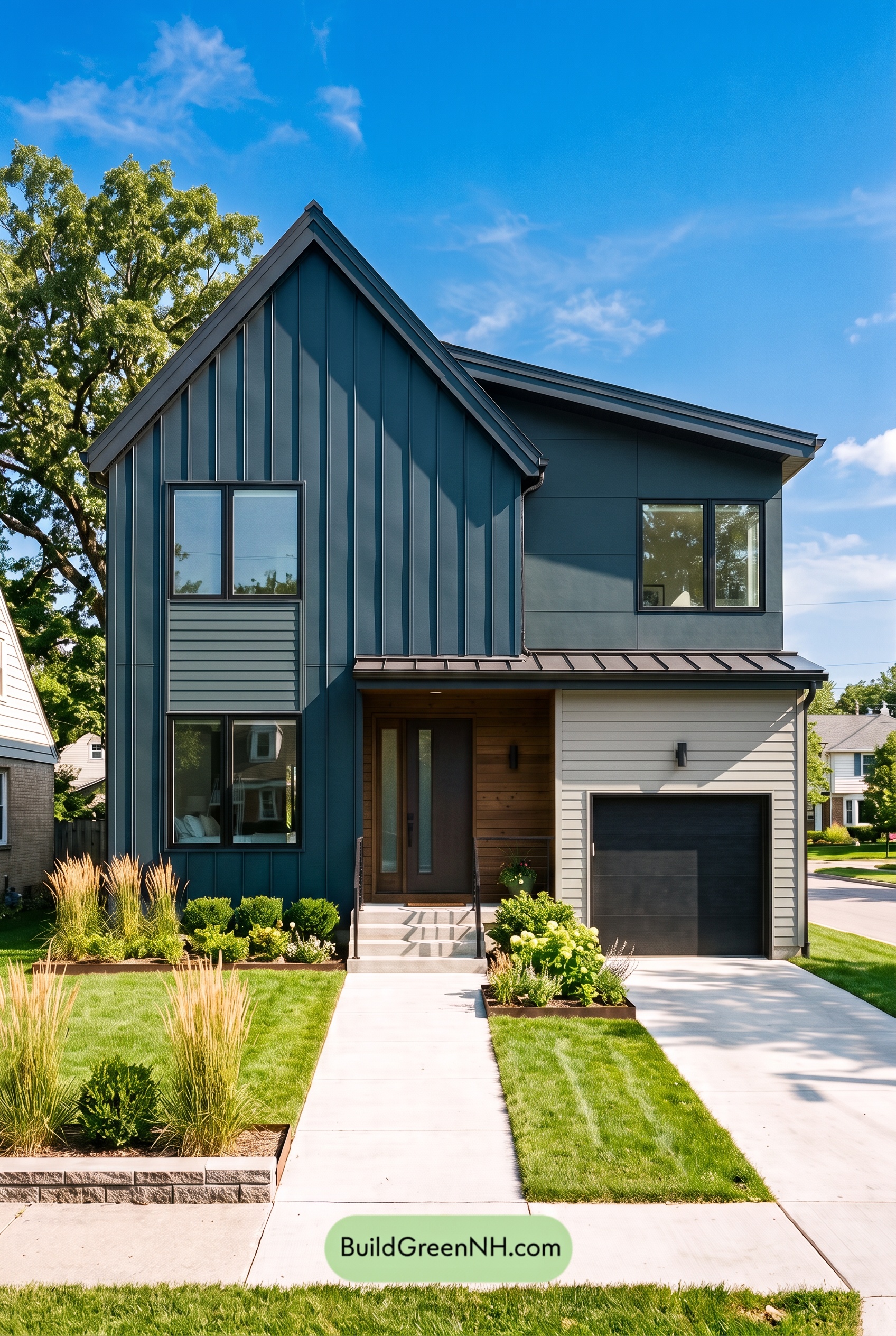 Modern Two-Tone Dark House Exterior Color Scheme: Sage Nightfall