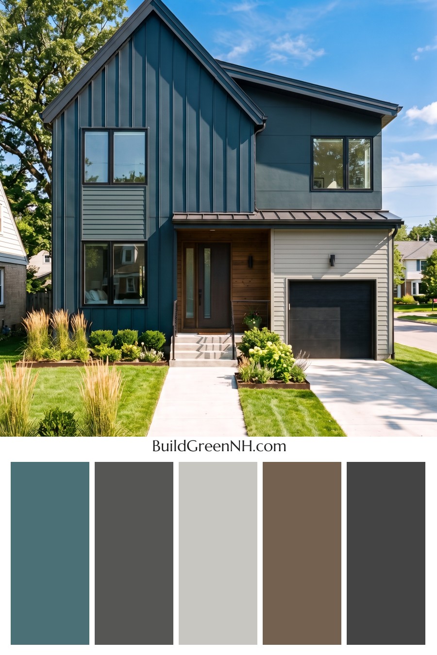 Modern Two-Tone Dark House Exterior Color Scheme: Sage Nightfall
