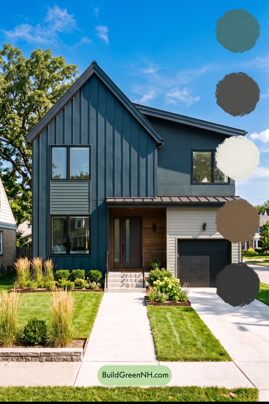 Modern Two-Tone Dark House Exterior Color Scheme: Sage Nightfall