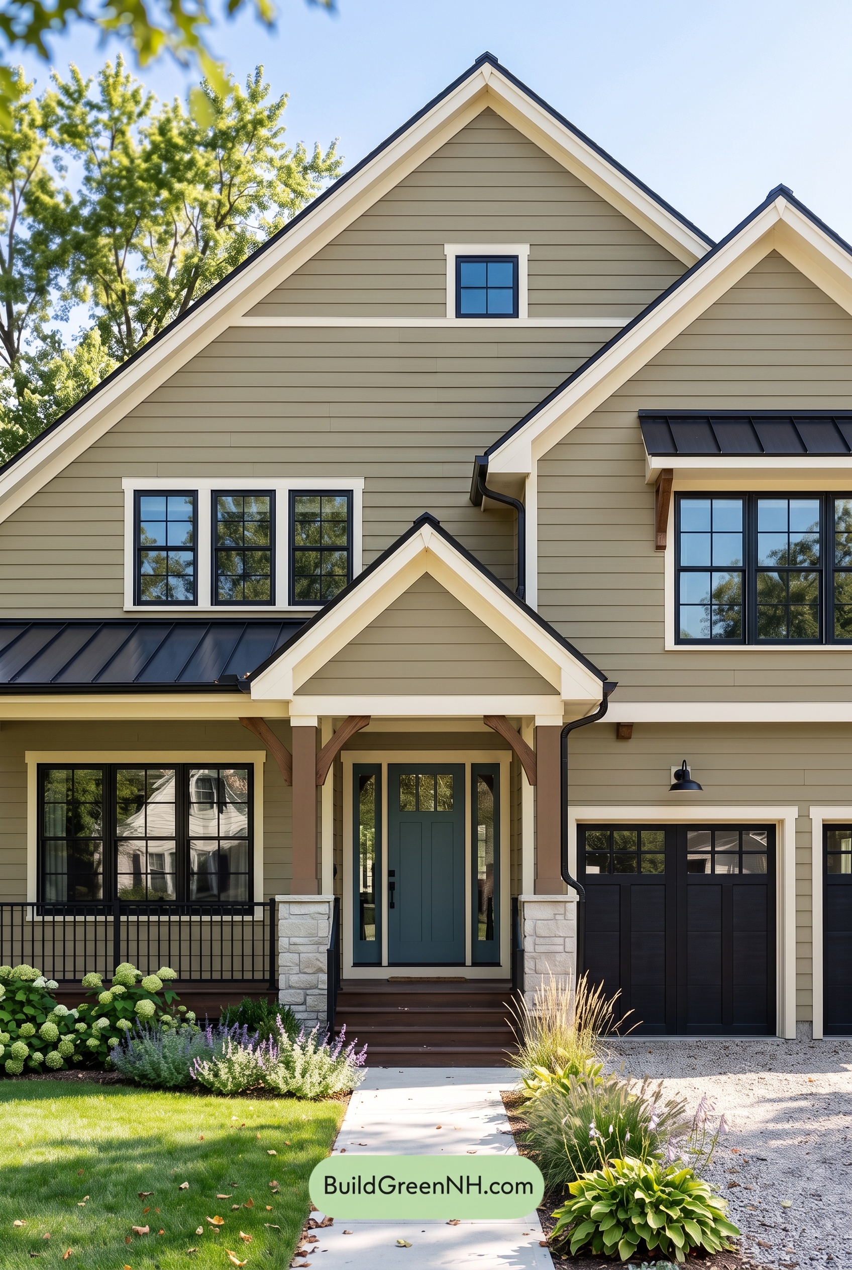 Modern Yellow House Exterior Color Scheme: Citrine Iron Porch