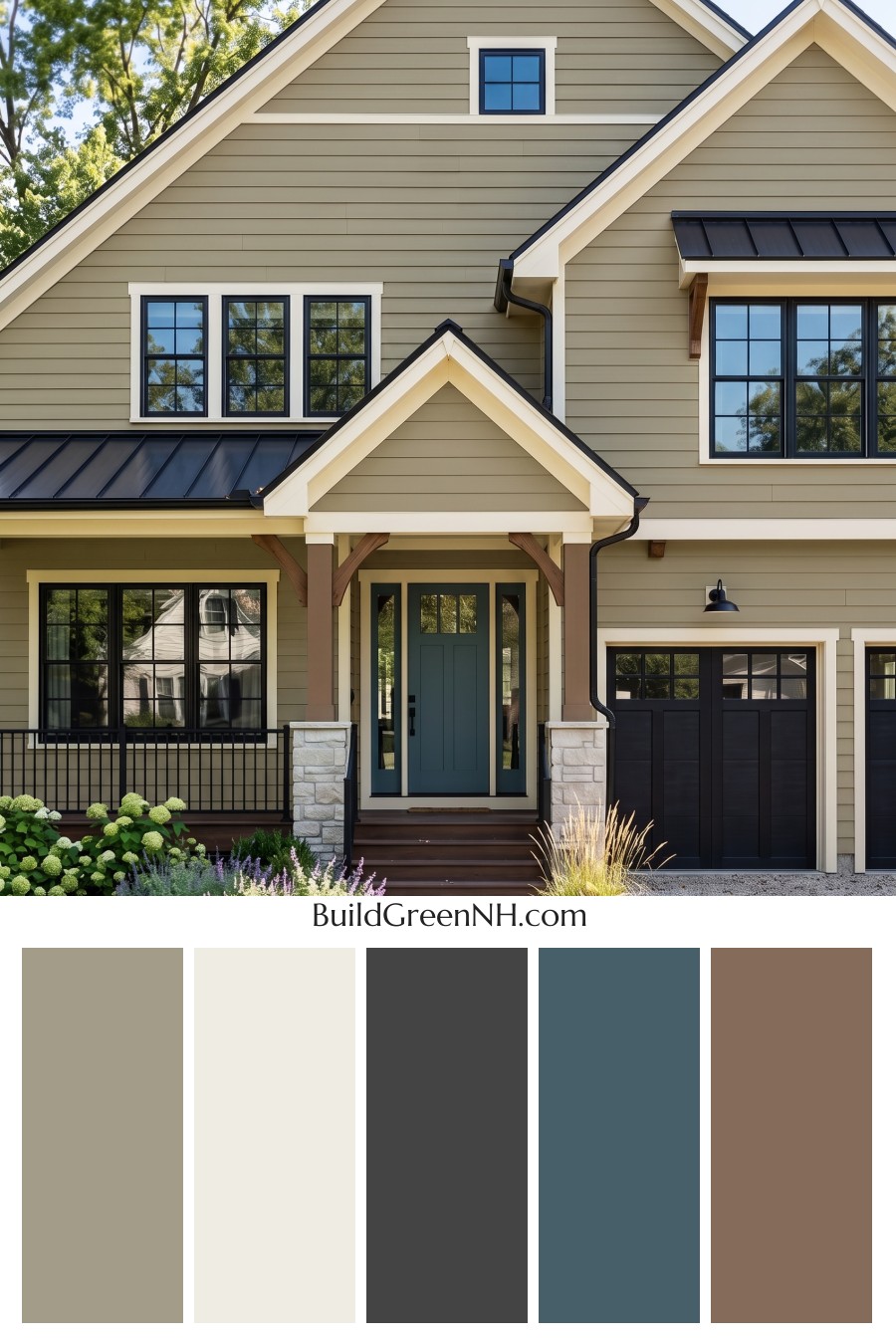 Modern Yellow House Exterior Color Scheme: Citrine Iron Porch