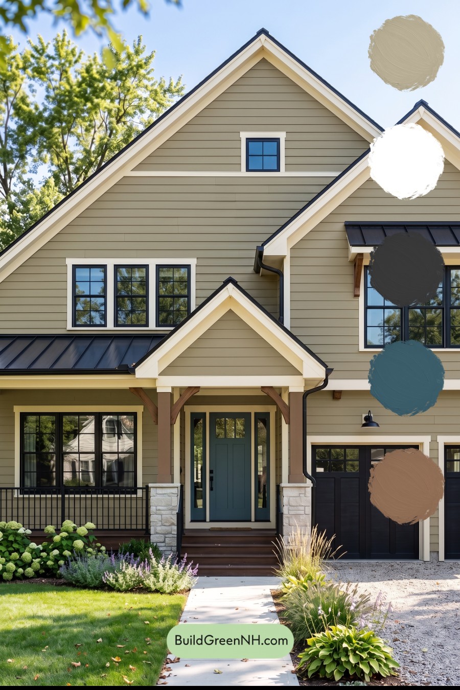 Modern Yellow House Exterior Color Scheme: Citrine Iron Porch