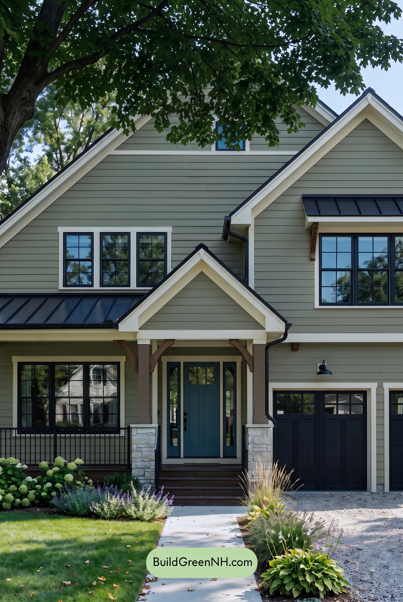 Modern Yellow House Exterior Color Scheme: Citrine Iron Porch - Shade