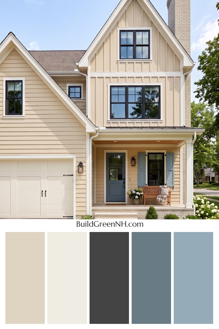 Modern Yellow House Exterior Color Scheme: Cream Azure Poise