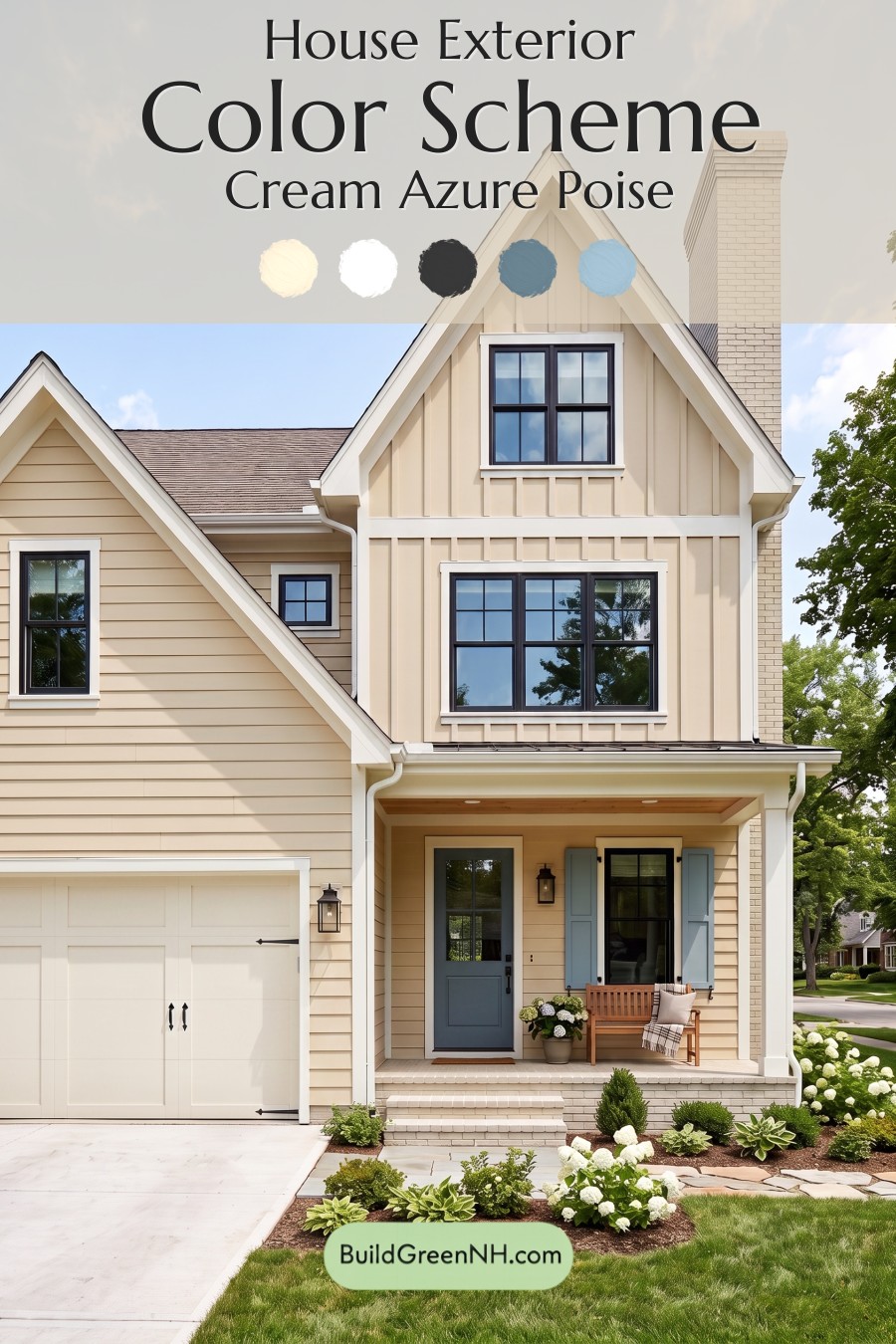 Modern Yellow House Exterior Color Scheme: Cream Azure Poise