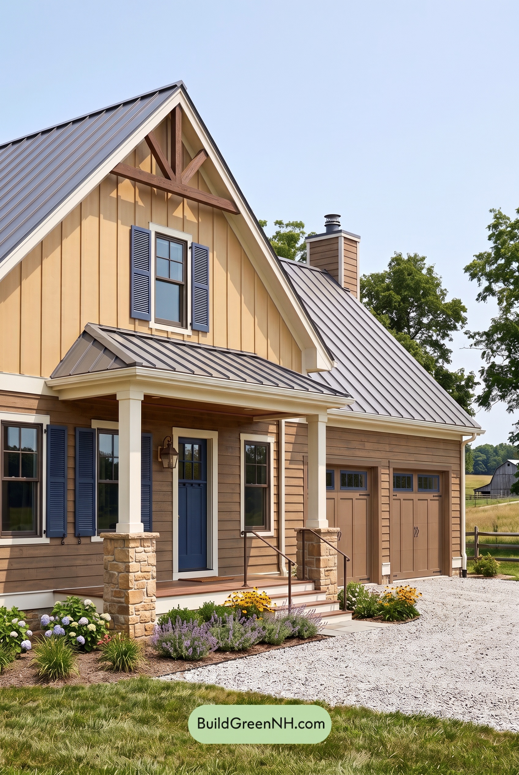 Modern Yellow House Exterior Color Scheme: Daffodil Indigo Hearth