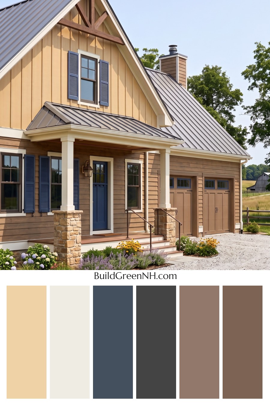 Modern Yellow House Exterior Color Scheme: Daffodil Indigo Hearth