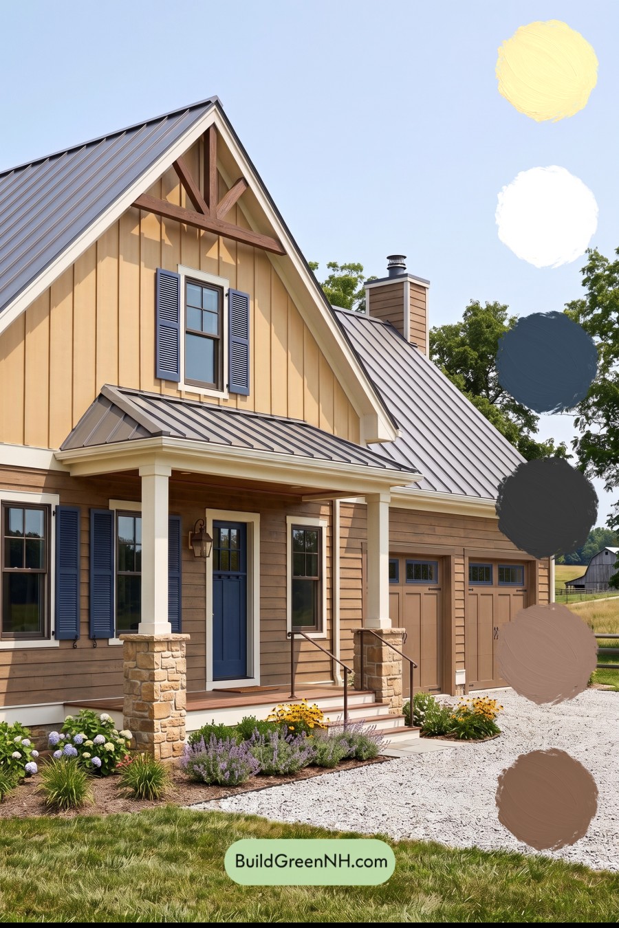Modern Yellow House Exterior Color Scheme: Daffodil Indigo Hearth