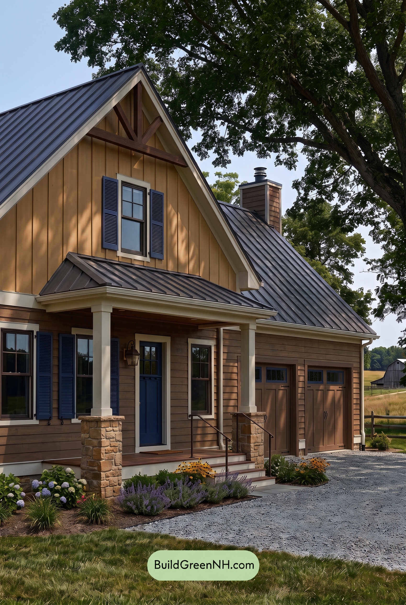 Modern Yellow House Exterior Color Scheme: Daffodil Indigo Hearth - Shade