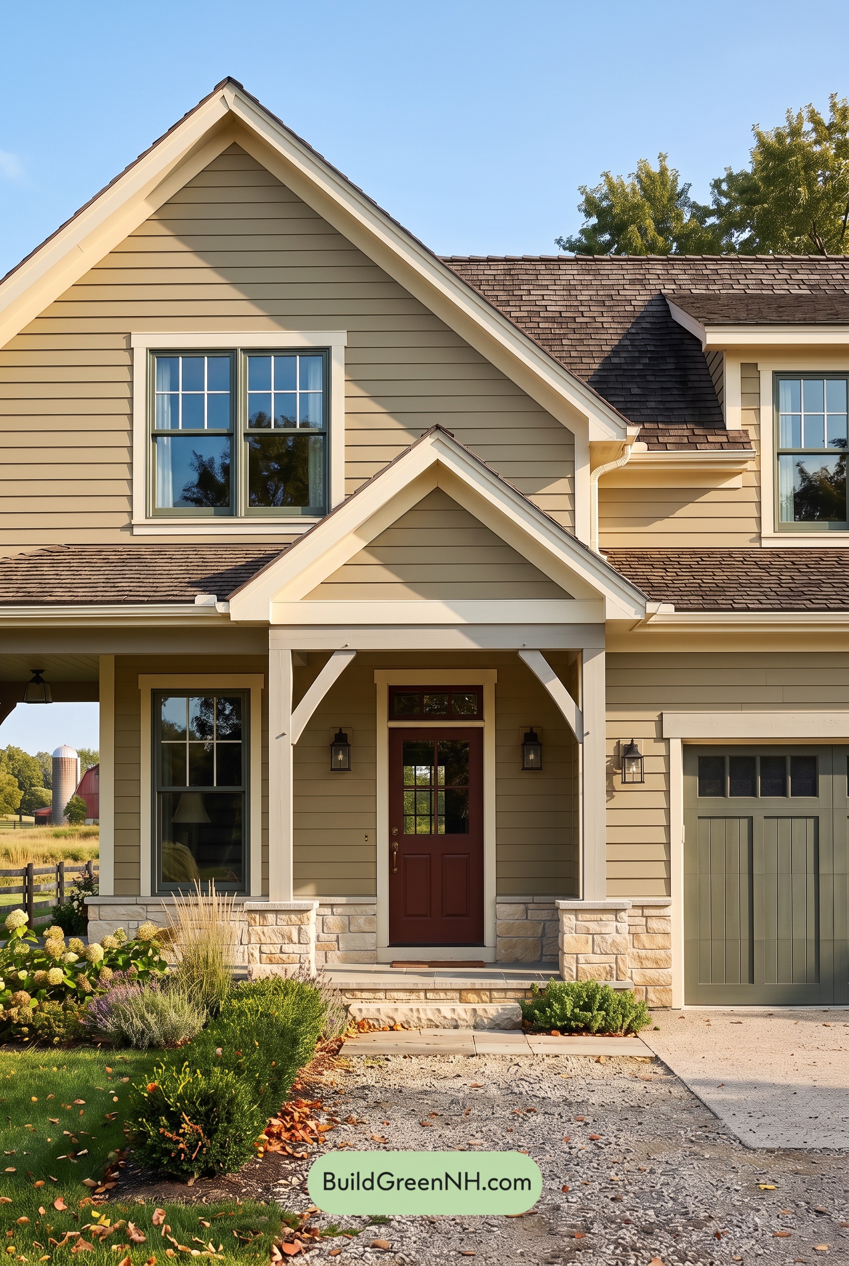 Modern Yellow House Exterior Color Scheme: Golden Moss Gable
