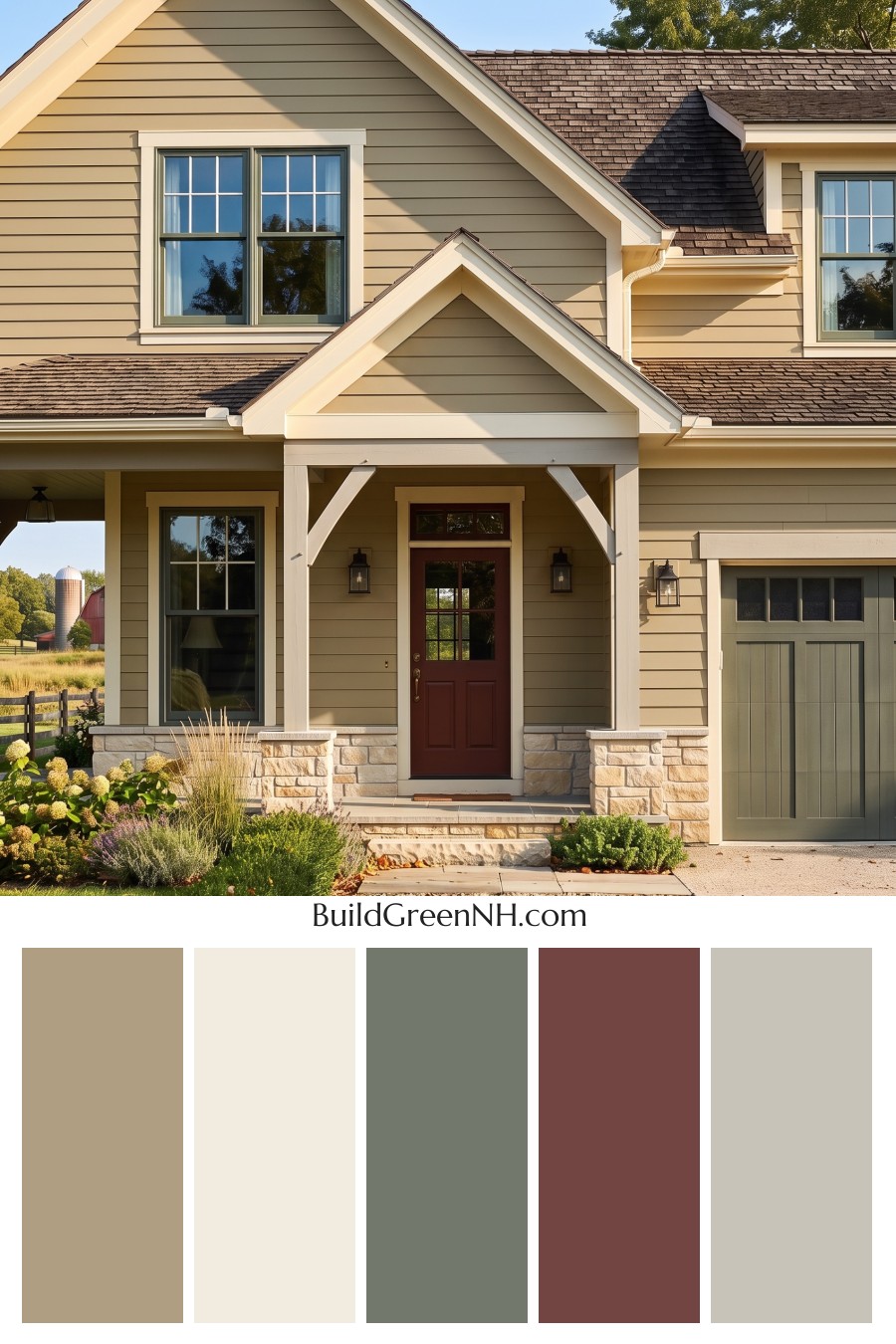 Modern Yellow House Exterior Color Scheme: Golden Moss Gable