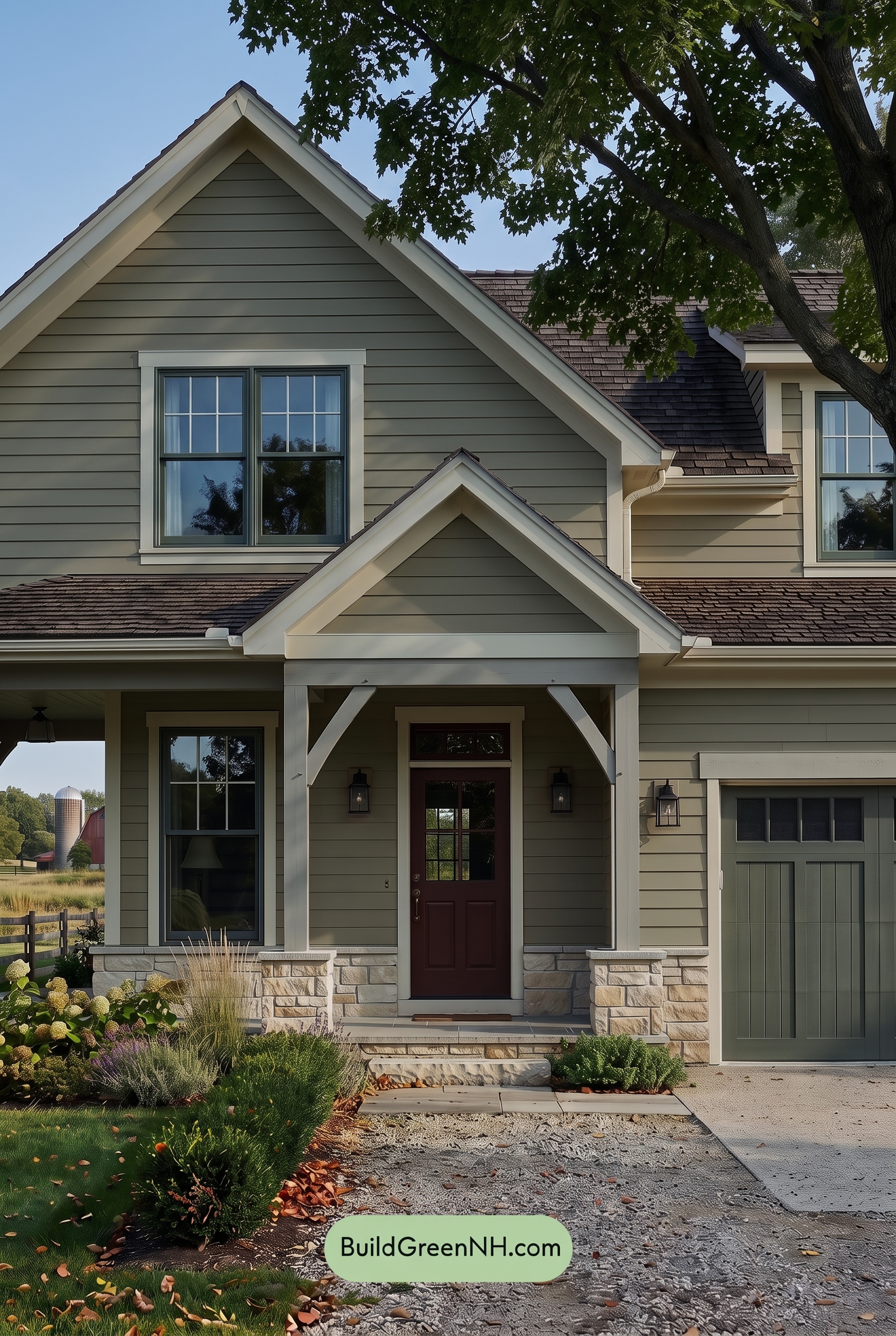 Modern Yellow House Exterior Color Scheme: Golden Moss Gable - Shade