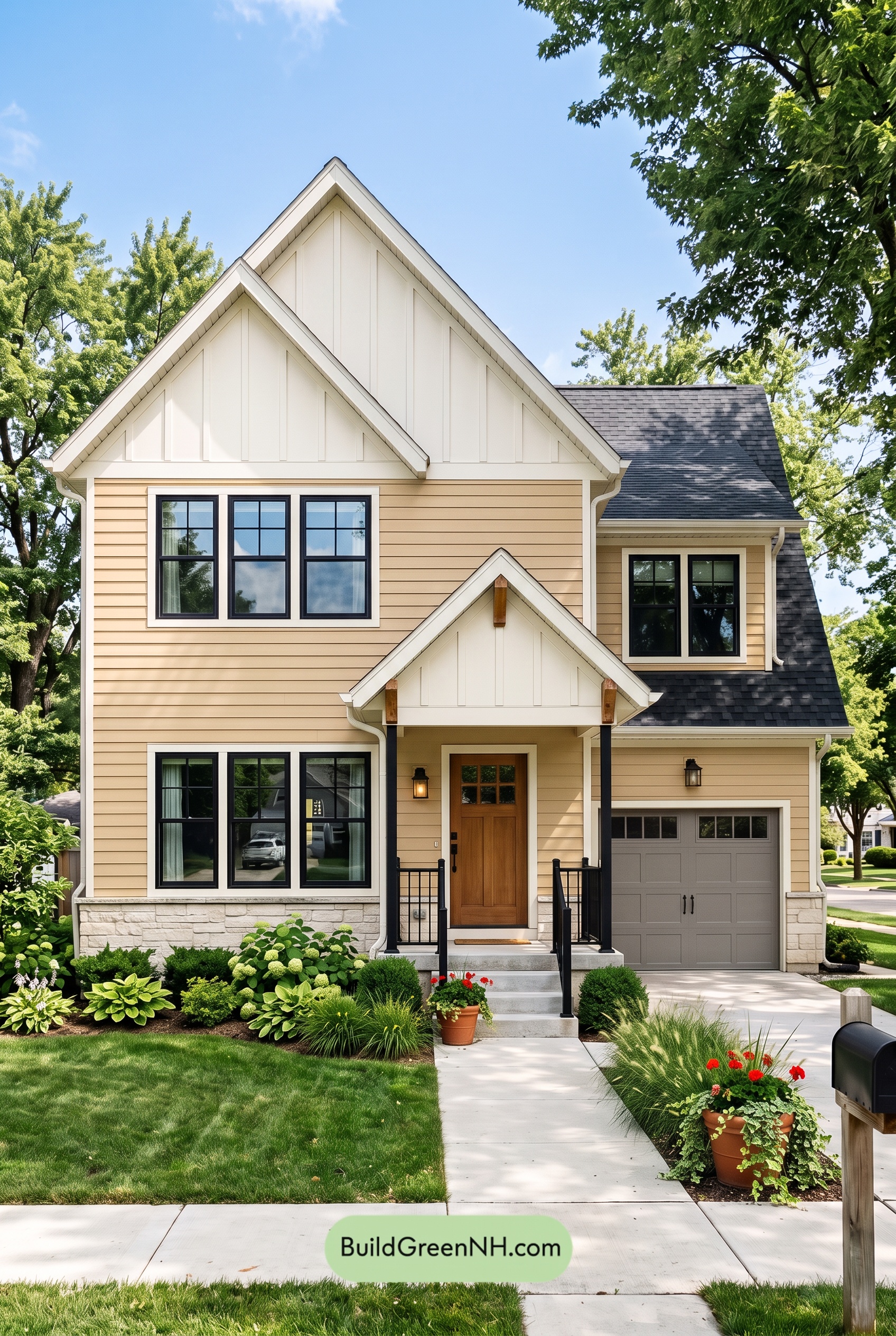 Modern Yellow House Exterior Color Scheme: Honey Slate Haven