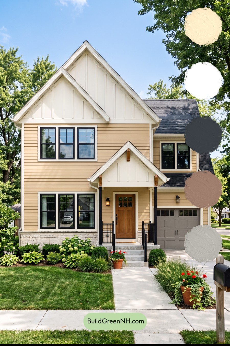 Modern Yellow House Exterior Color Scheme: Honey Slate Haven