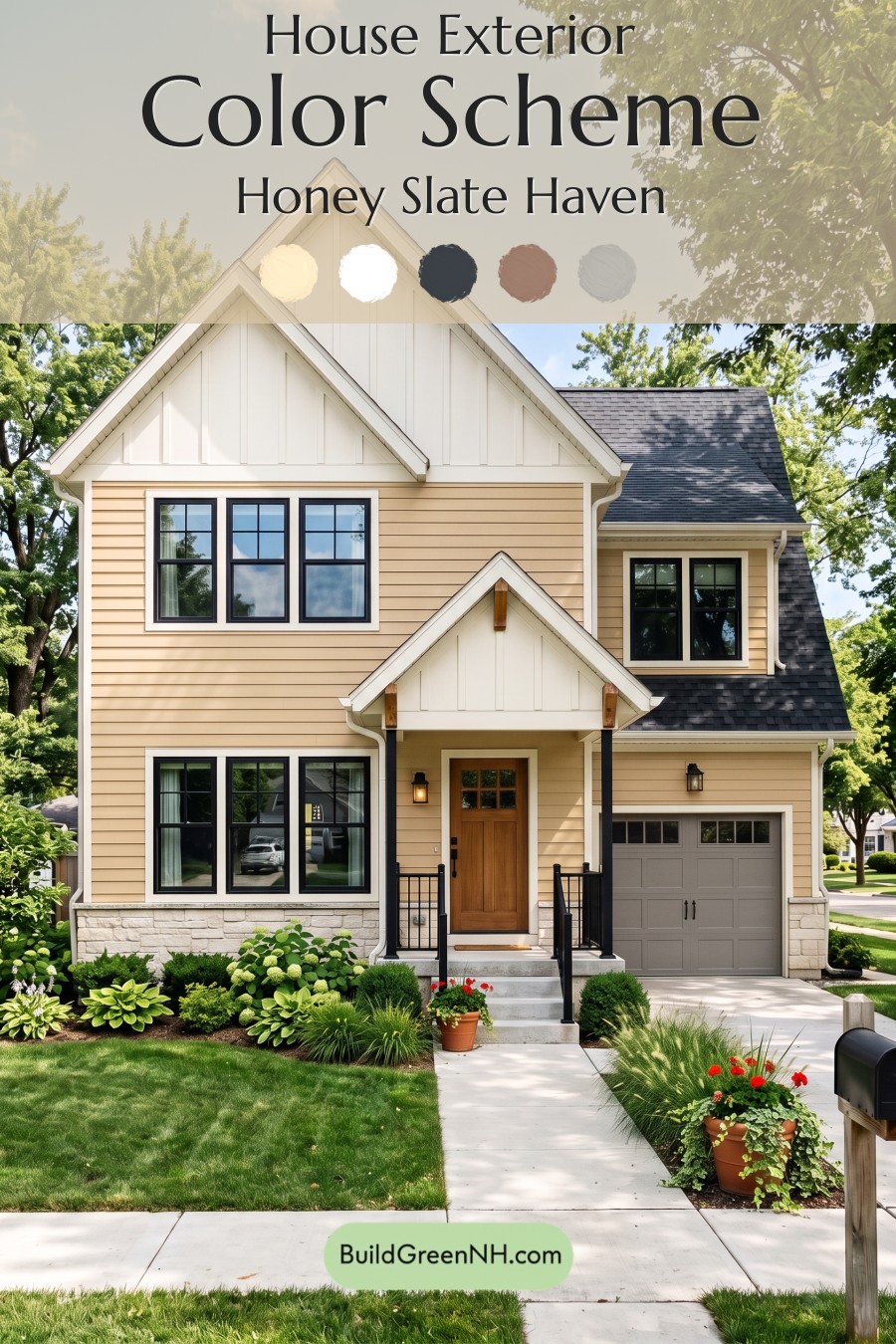Modern Yellow House Exterior Color Scheme: Honey Slate Haven