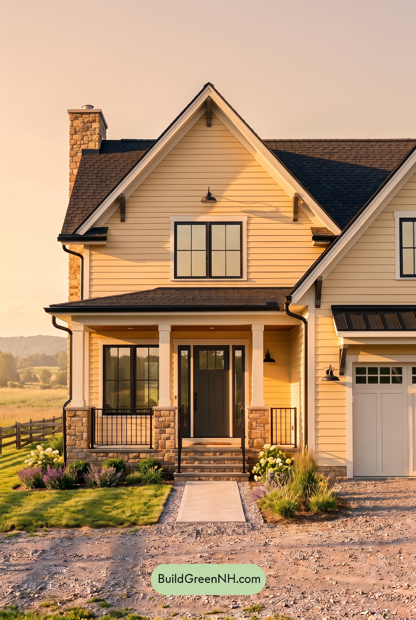Modern Yellow House Exterior Color Scheme: Lemon Onyx Barn - Golden Hour