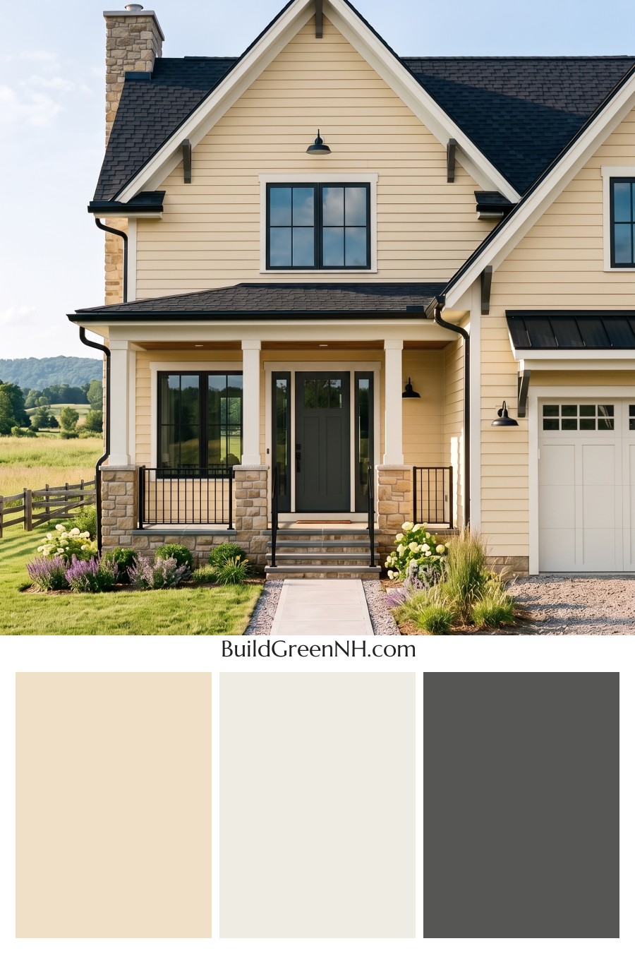 Modern Yellow House Exterior Color Scheme: Lemon Onyx Barn