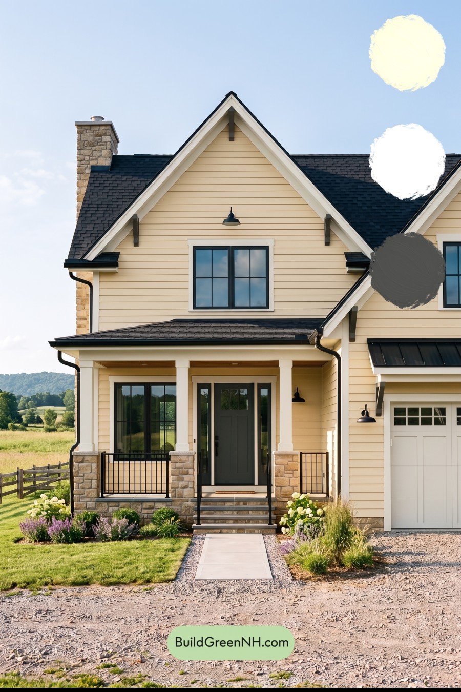Modern Yellow House Exterior Color Scheme: Lemon Onyx Barn
