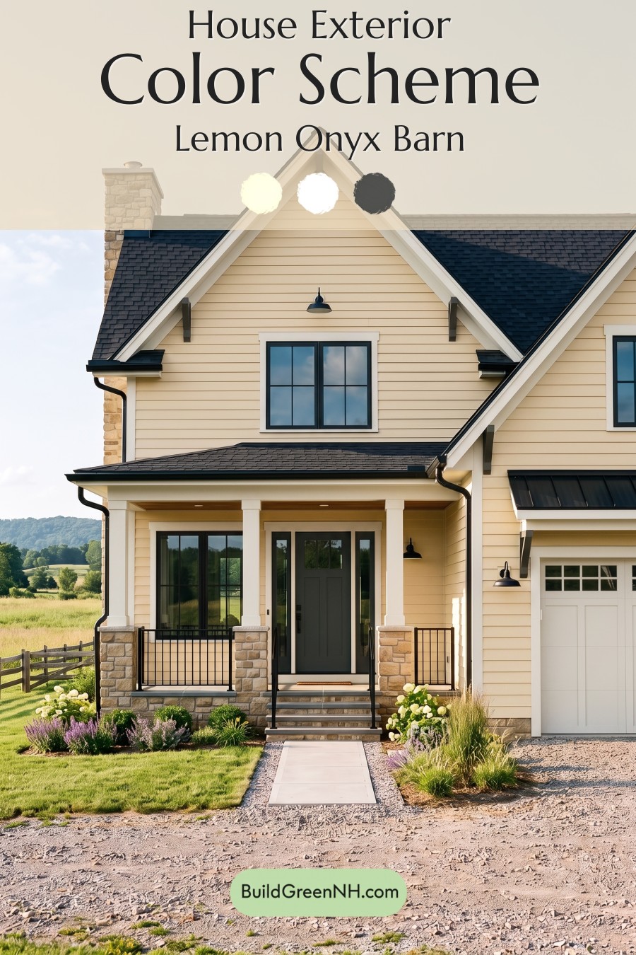 Modern Yellow House Exterior Color Scheme: Lemon Onyx Barn