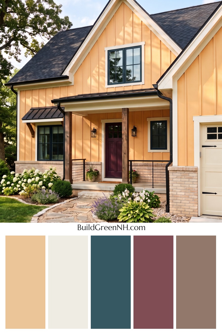 Modern Yellow House Exterior Color Scheme: Marigold Coal Entry
