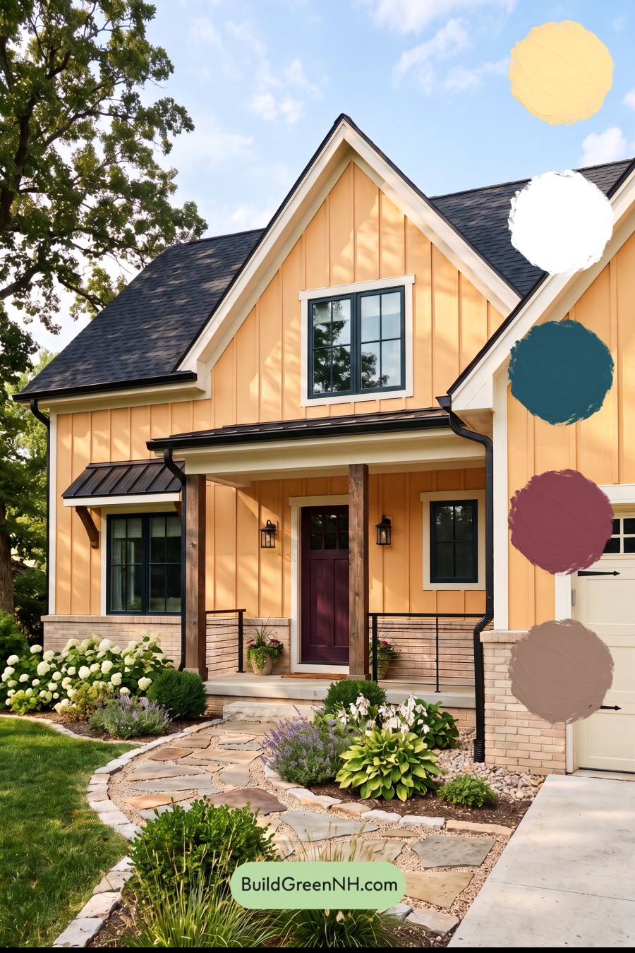 Modern Yellow House Exterior Color Scheme: Marigold Coal Entry