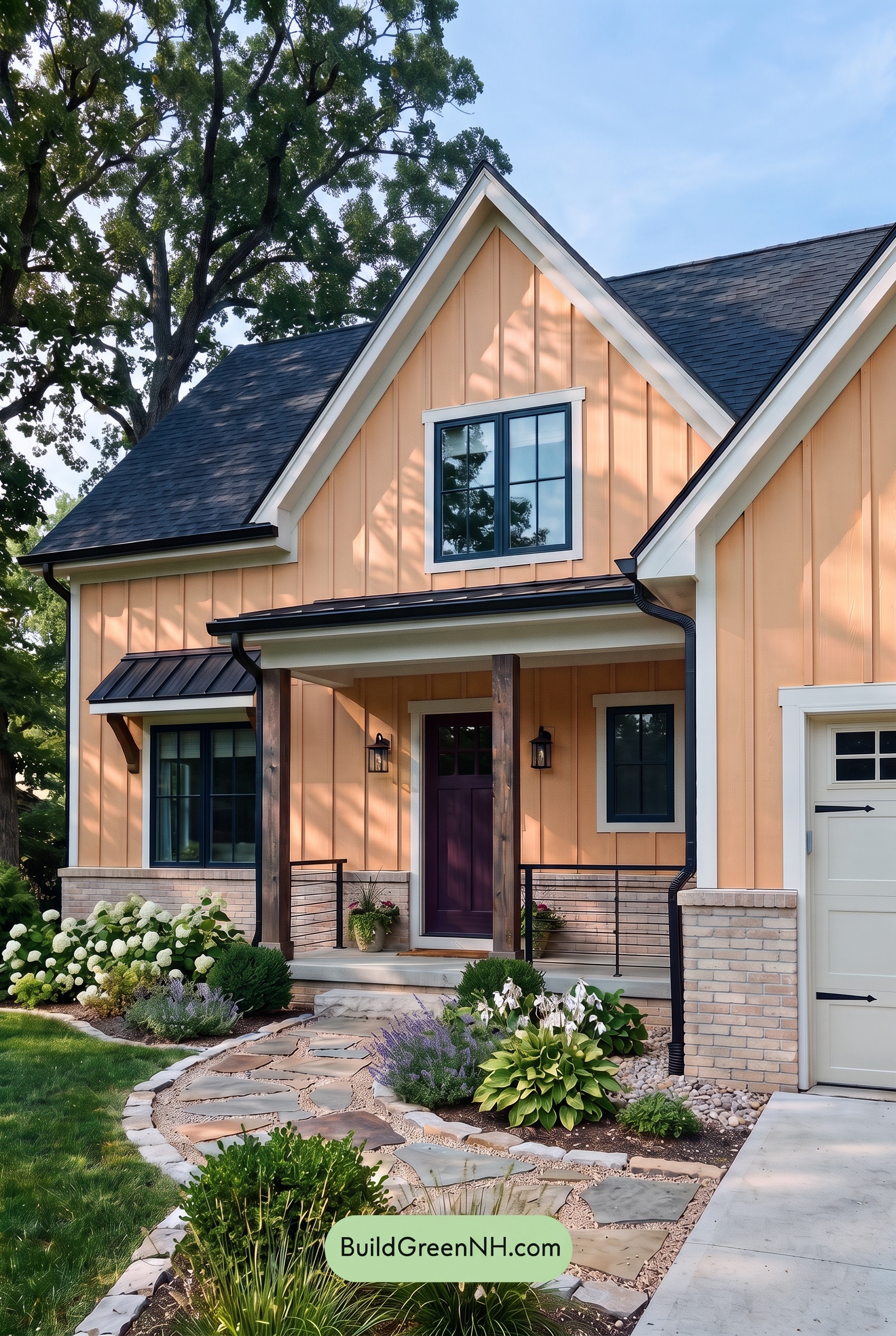Modern Yellow House Exterior Color Scheme: Marigold Coal Entry - Shade