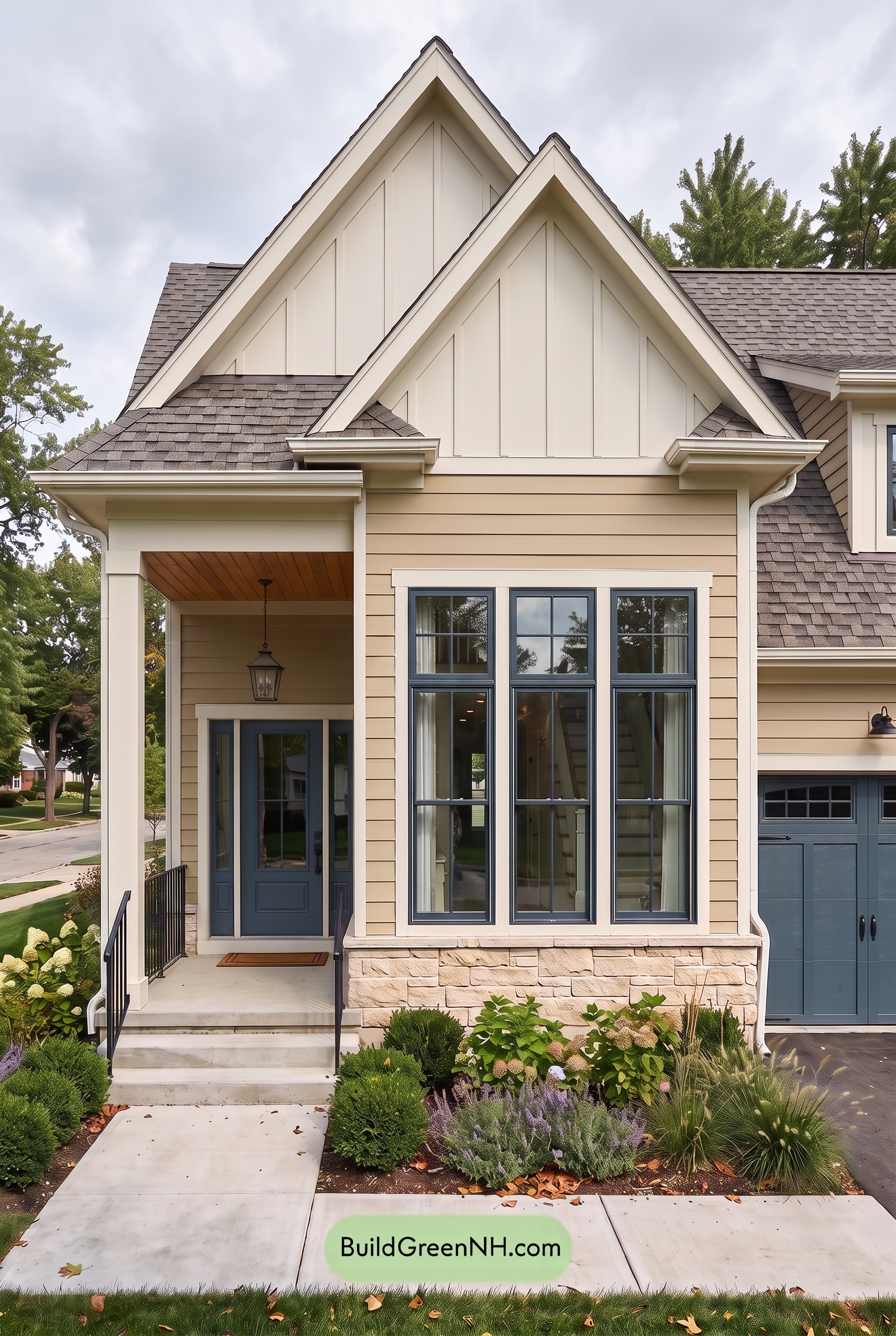 Modern Yellow House Exterior Color Scheme: Meadowlight Veranda - Overcast