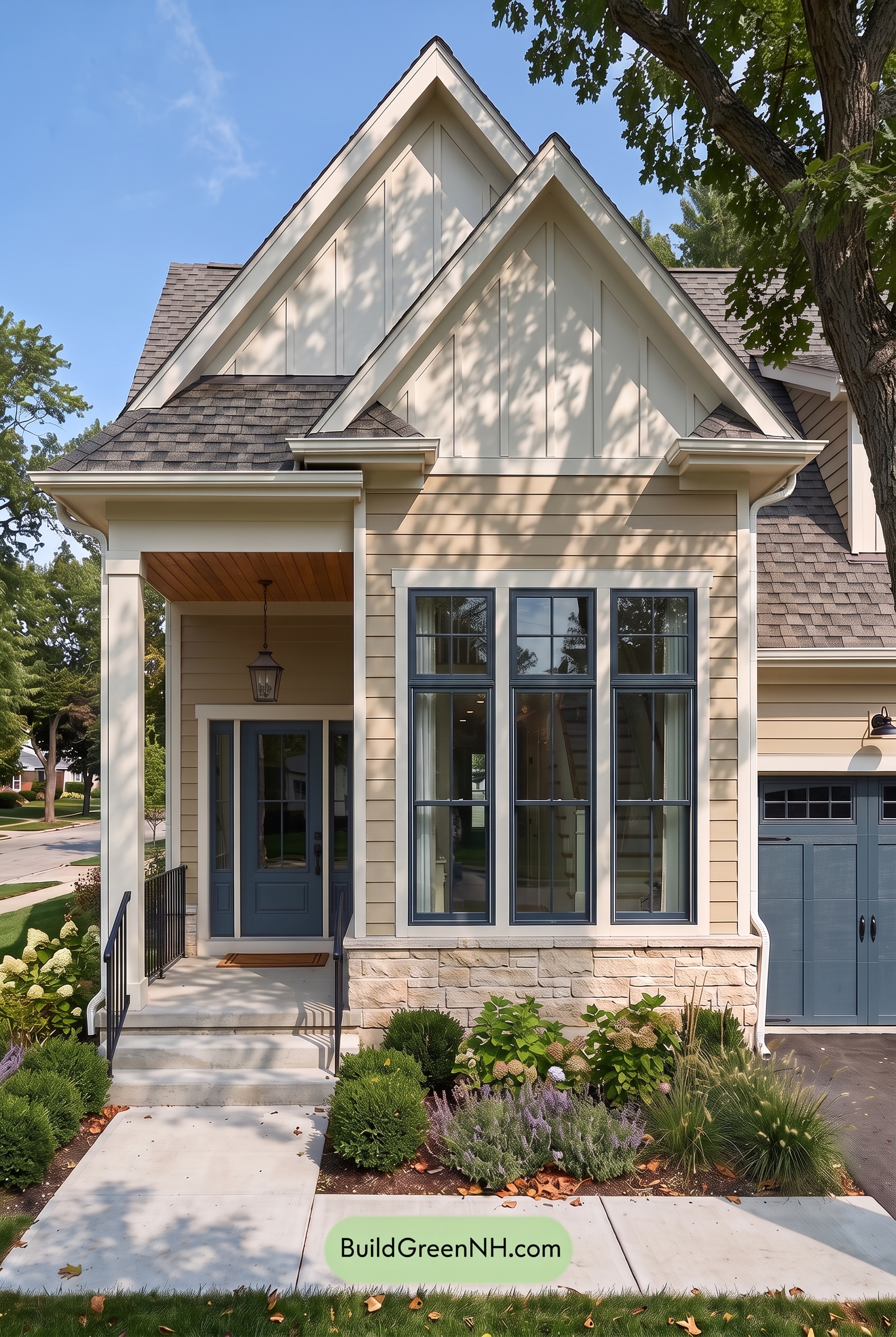 Modern Yellow House Exterior Color Scheme: Meadowlight Veranda - Shade
