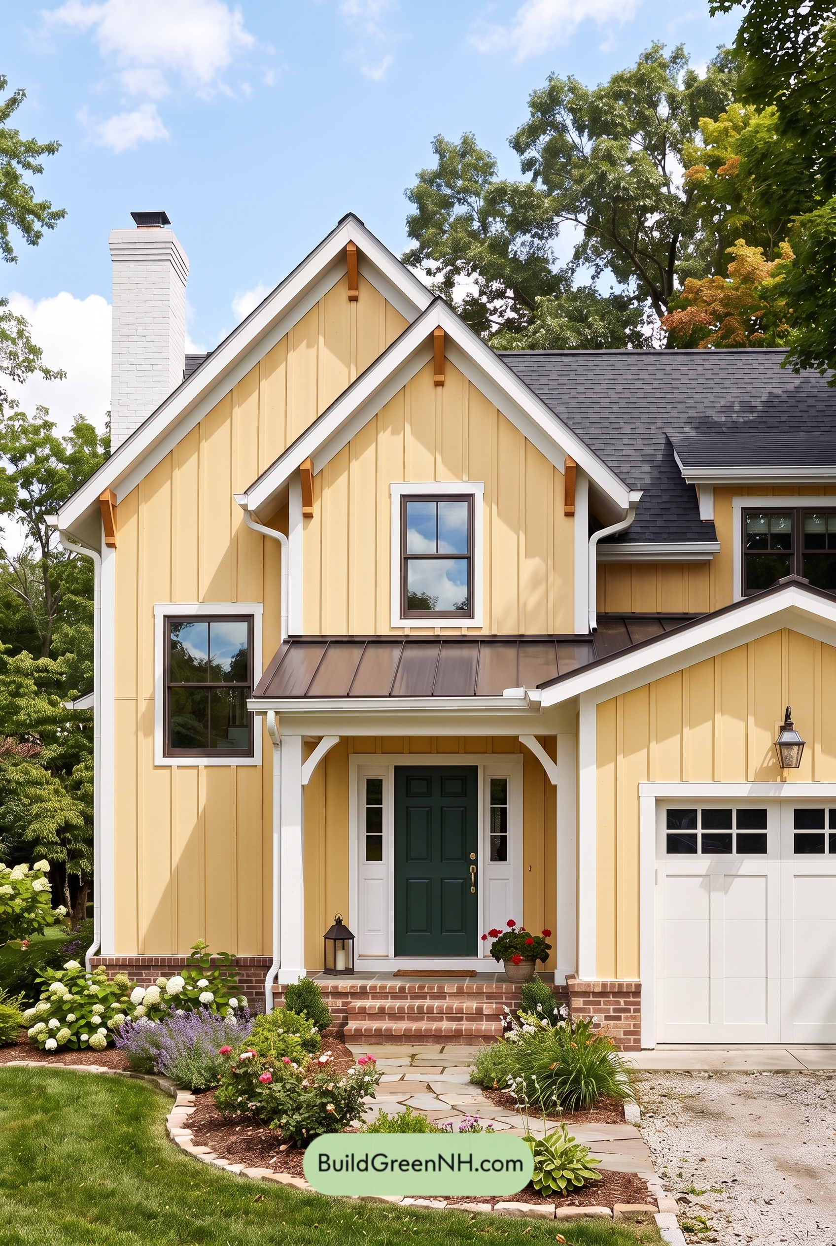 Modern Yellow House Exterior Color Scheme: Porchbell Harvest