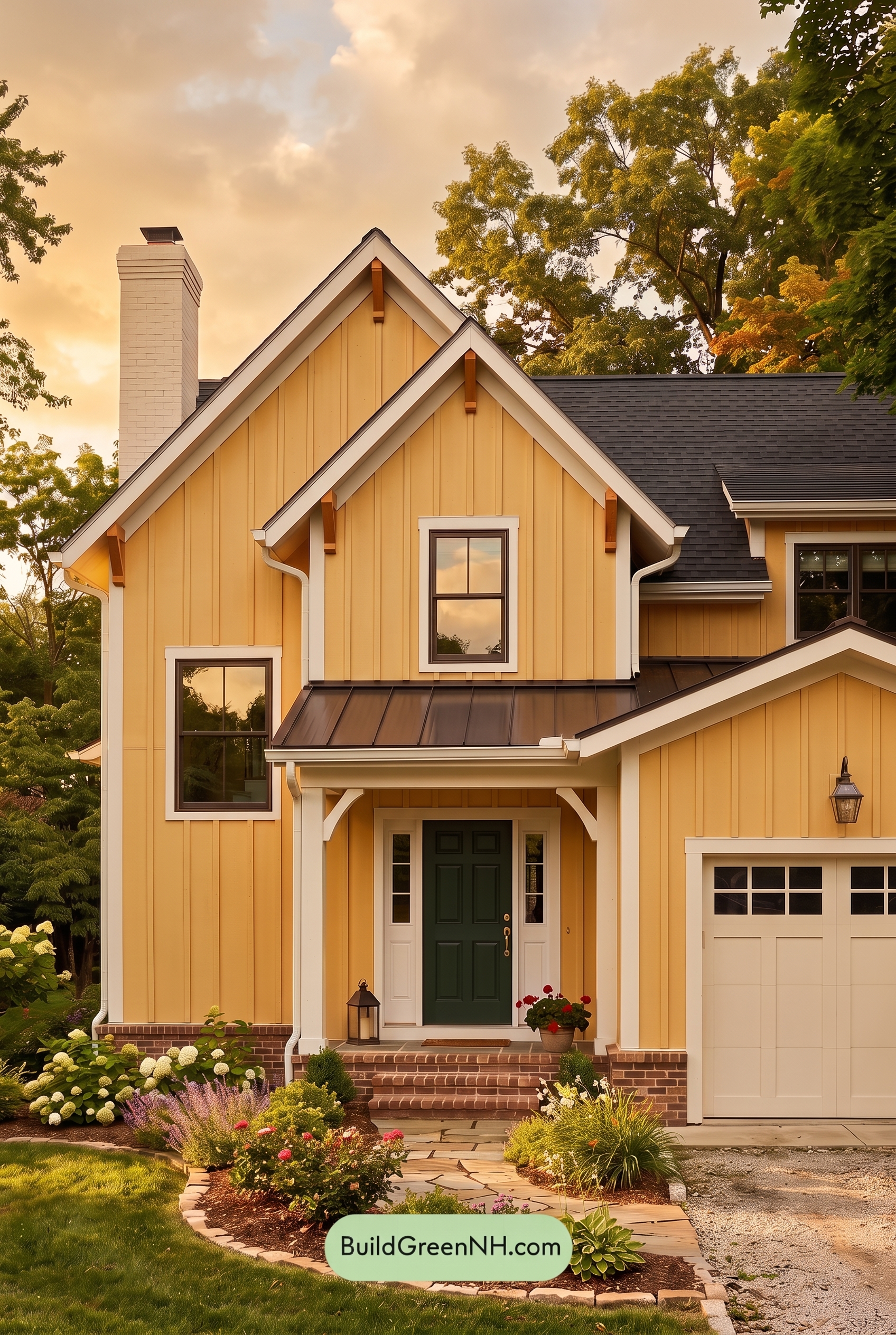 Modern Yellow House Exterior Color Scheme: Porchbell Harvest - Golden Hour
