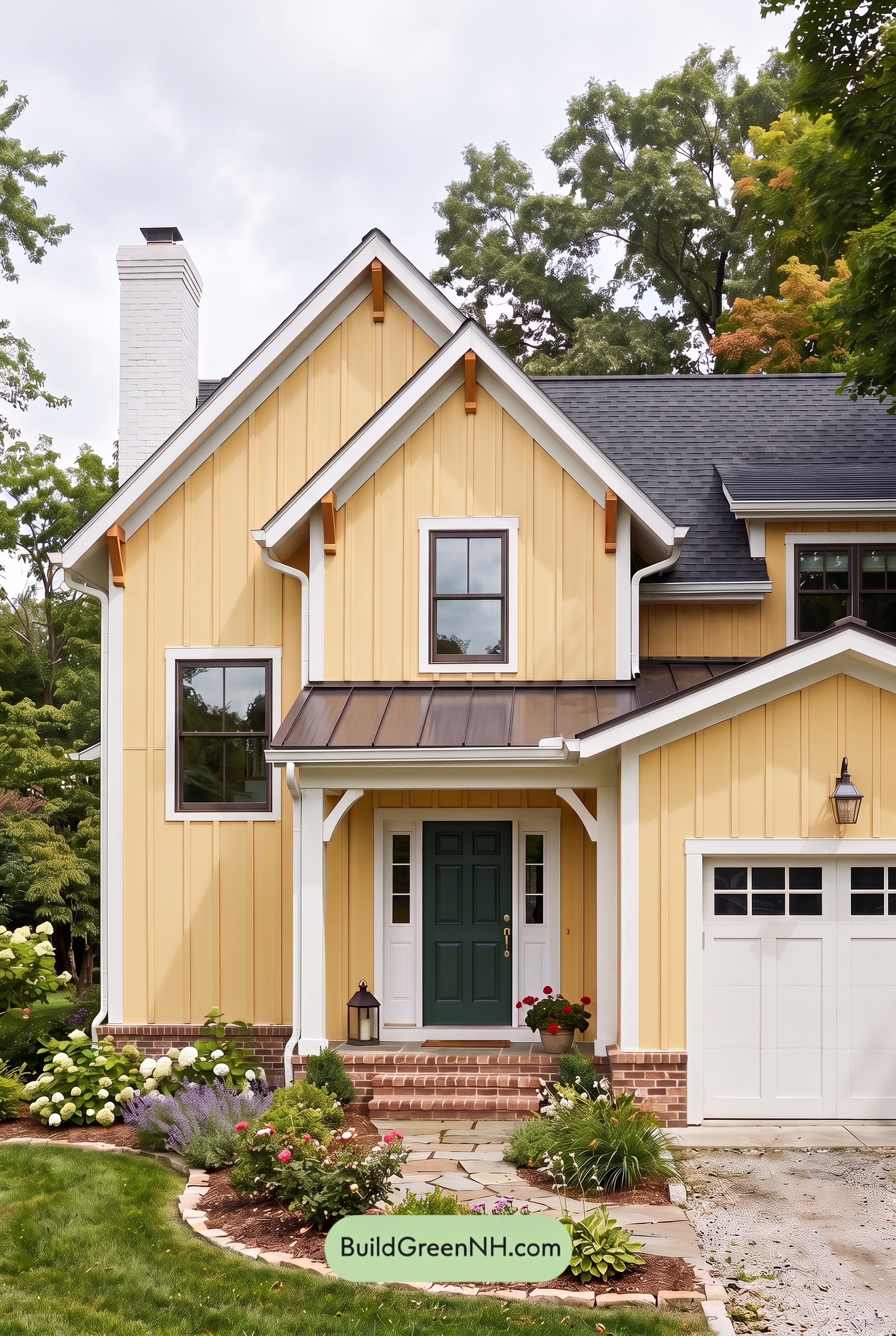 Modern Yellow House Exterior Color Scheme: Porchbell Harvest - Overcast