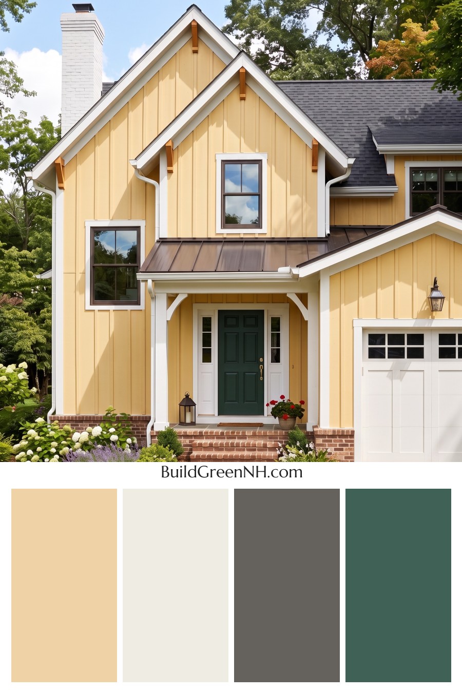 Modern Yellow House Exterior Color Scheme: Porchbell Harvest