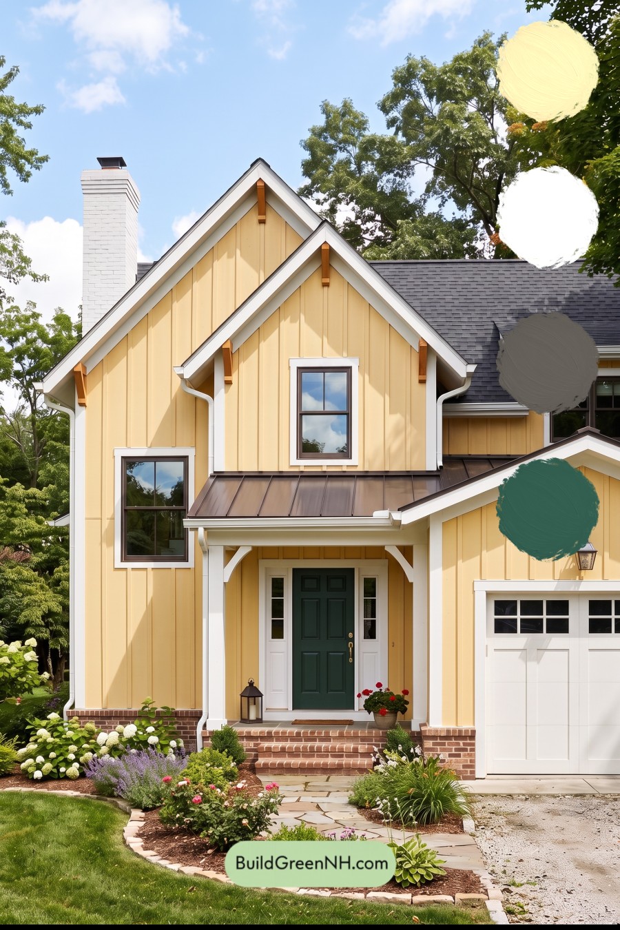 Modern Yellow House Exterior Color Scheme: Porchbell Harvest