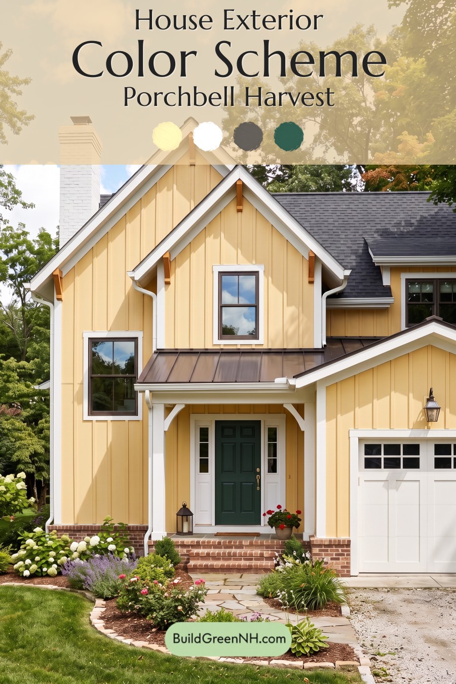 Modern Yellow House Exterior Color Scheme: Porchbell Harvest