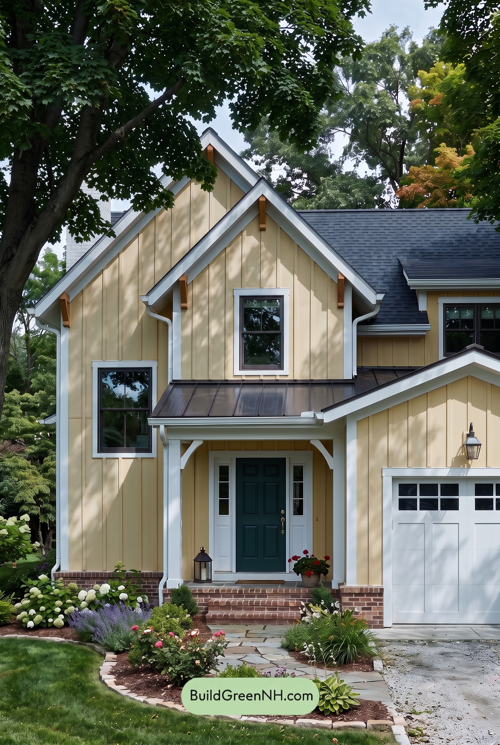 Modern Yellow House Exterior Color Scheme: Porchbell Harvest - Shade