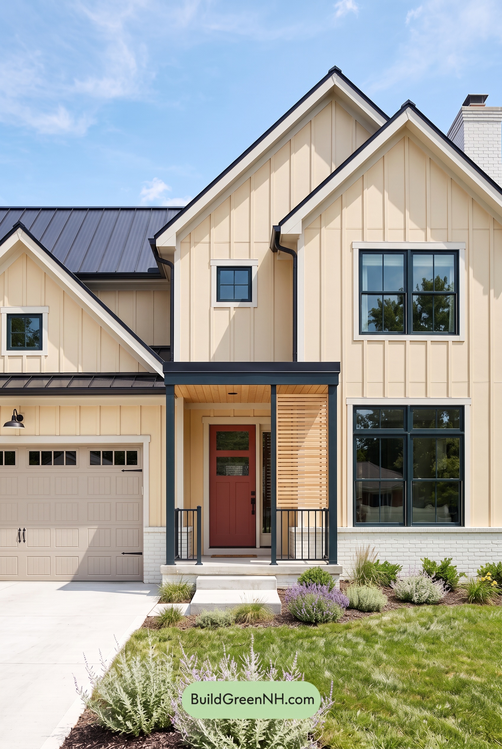 Modern Yellow House Exterior Color Scheme: Primrose Forge Gable