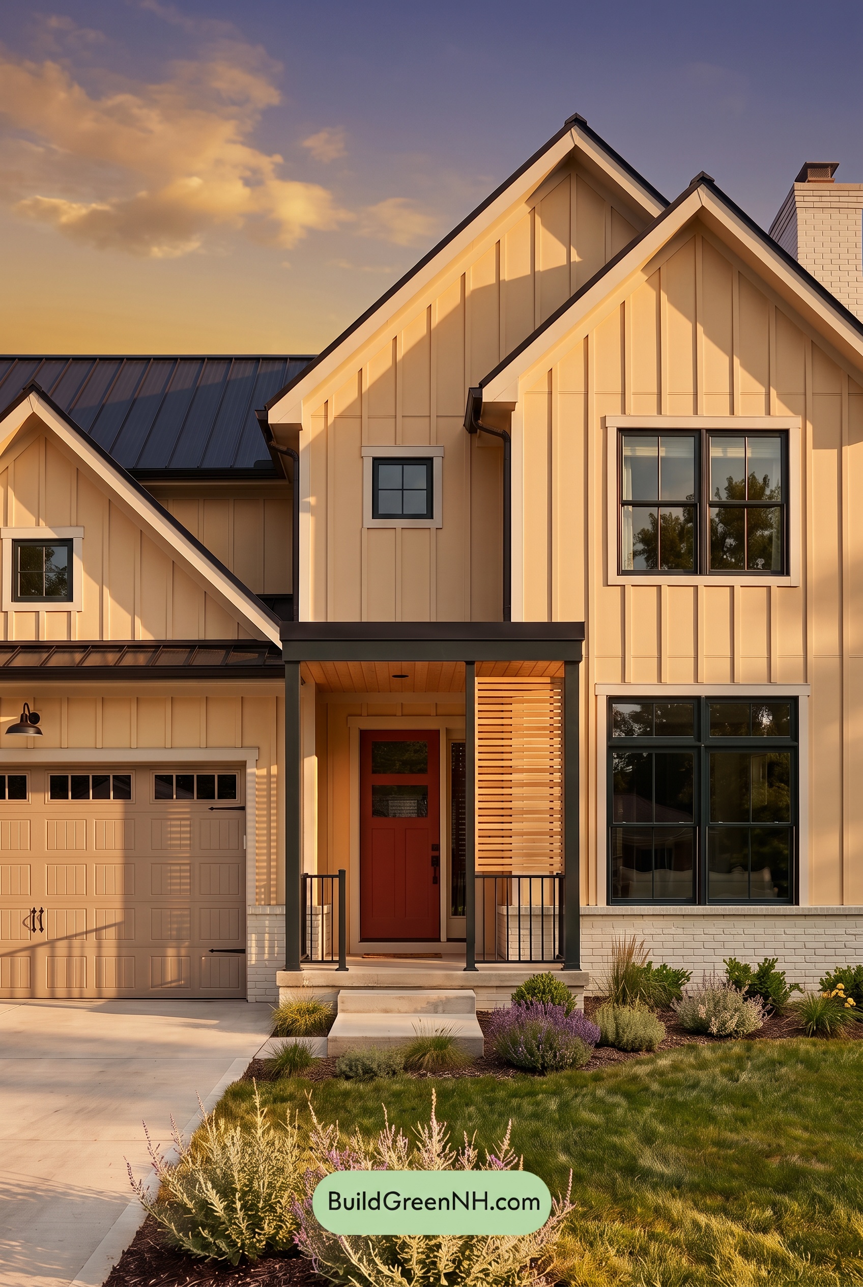 Modern Yellow House Exterior Color Scheme: Primrose Forge Gable - Golden Hour