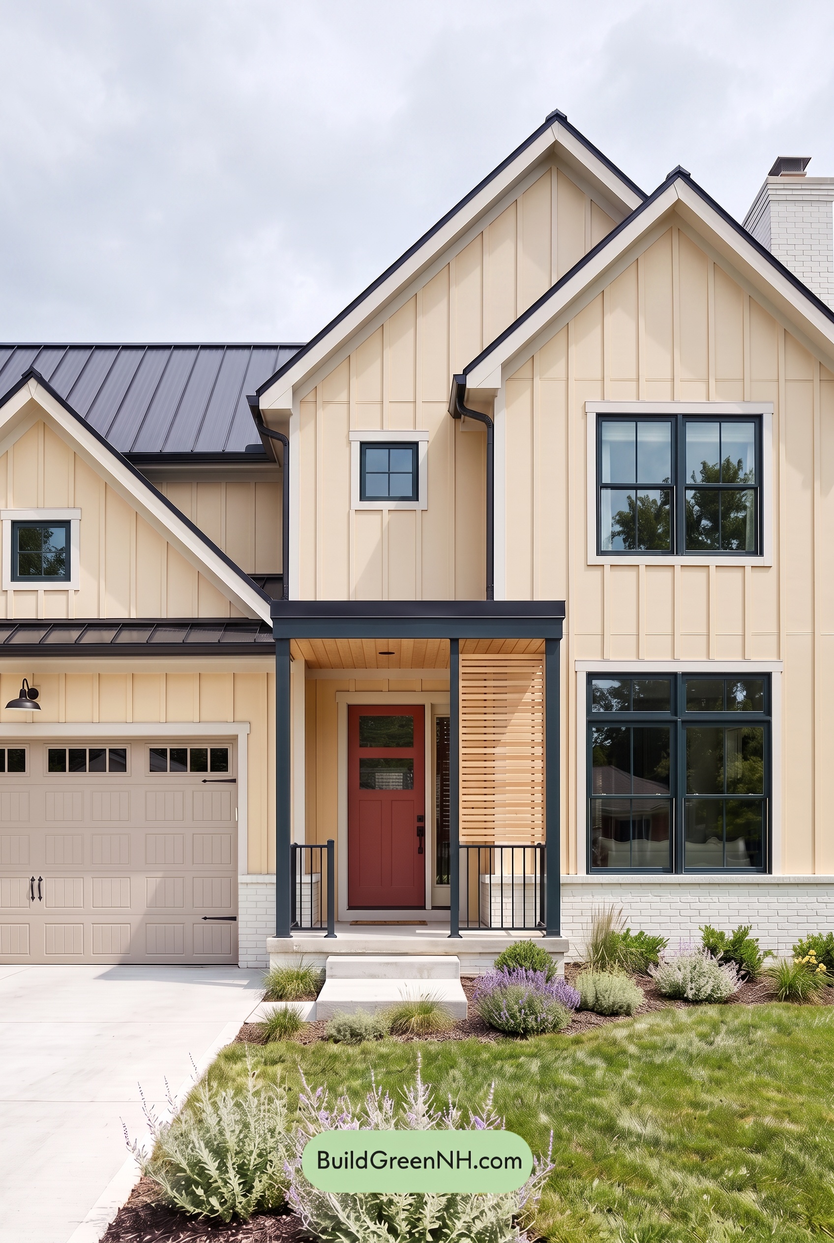 Modern Yellow House Exterior Color Scheme: Primrose Forge Gable - Overcast