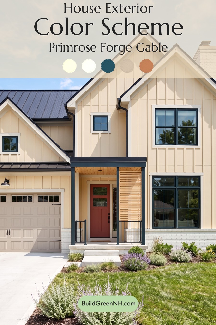 Modern Yellow House Exterior Color Scheme: Primrose Forge Gable