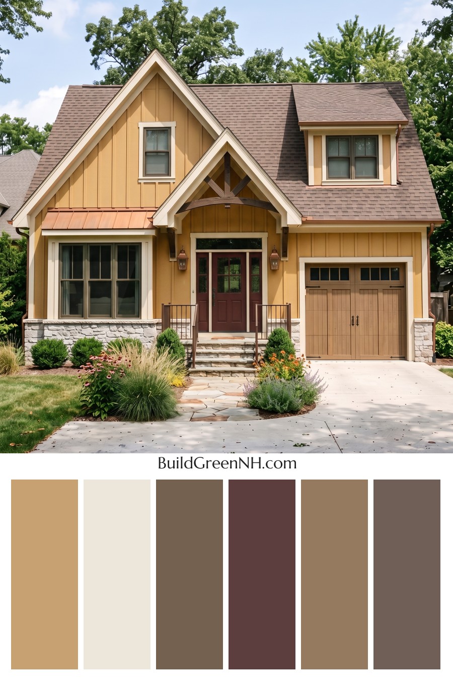 Modern Yellow House Exterior Color Scheme: Saffron Copper Porch