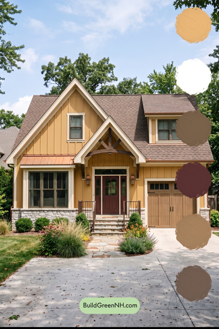 Modern Yellow House Exterior Color Scheme: Saffron Copper Porch